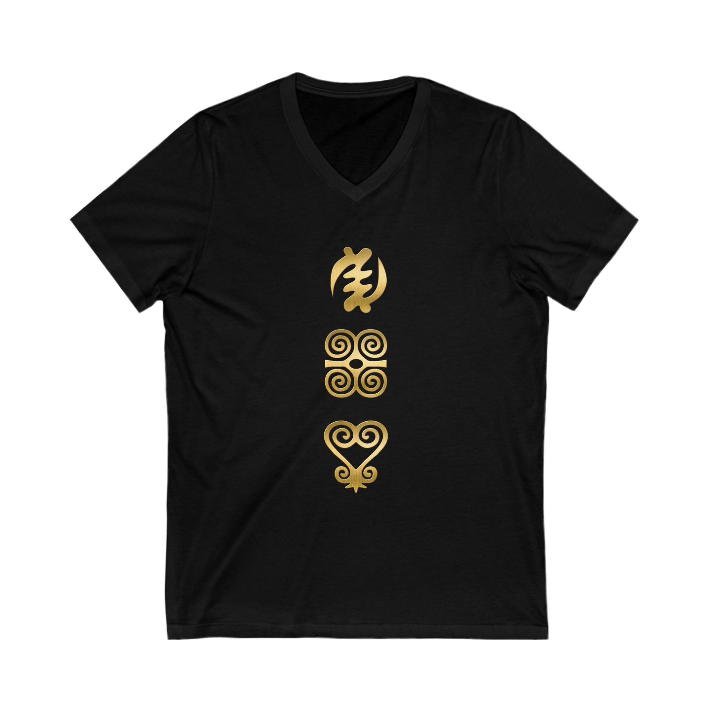 Gye Nyame, Dwennimmen, Sankofa, V-Neck Tee Ghana Adinkra Symbol Unisex Jersey Short Sleeve