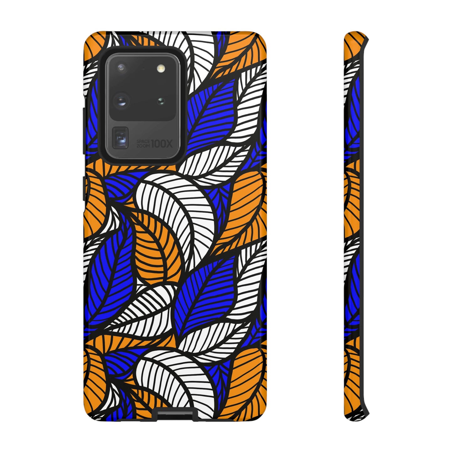 Blue and Gold Leaf Ankara Samsung Tough Cases | African Samsung Case | Afrocentric Samsung Case | Ankara Samsung Phone Case