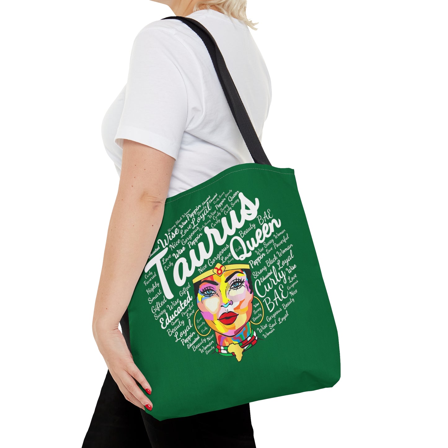 Taurus Afro Queen Green Tote Bag