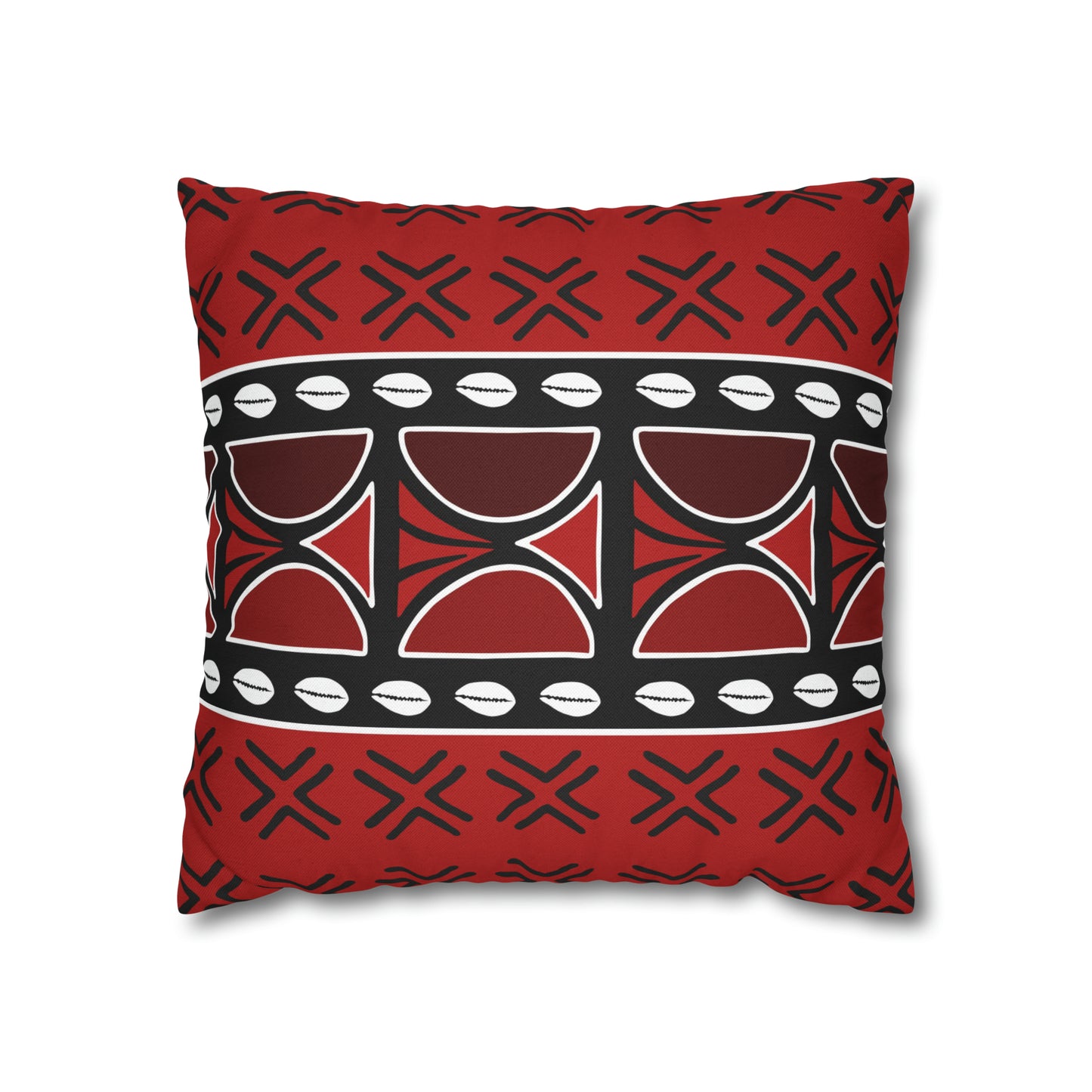 Red Mudcloth Ankara Square Pillow Case | Afrocentric Pillow Case