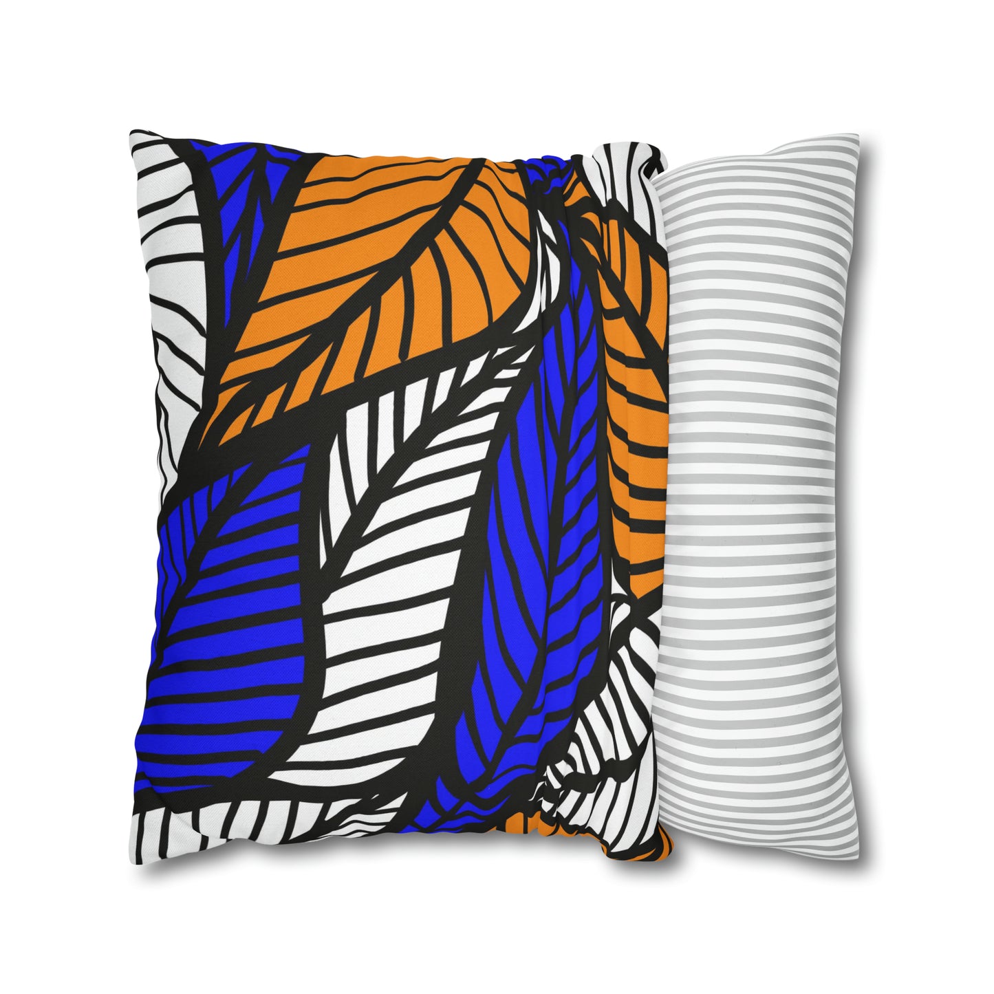 Blue Ankara Polyester Square Pillow Case | Afrocentric Pillow Case