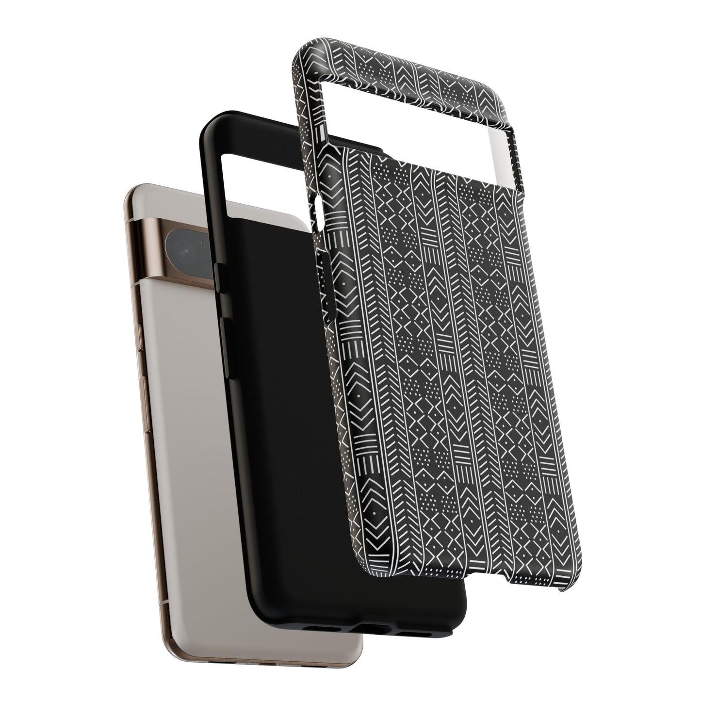 Black & White Mudcloth Google Pixel Tough Cases | African Google Pixel Case | Afrocentric Google Pixel Case