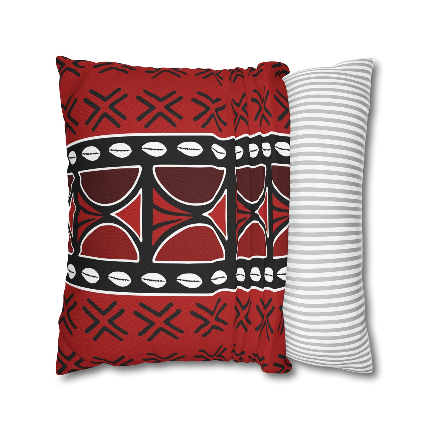 Red Mudcloth Ankara Square Pillow Case | Afrocentric Pillow Case
