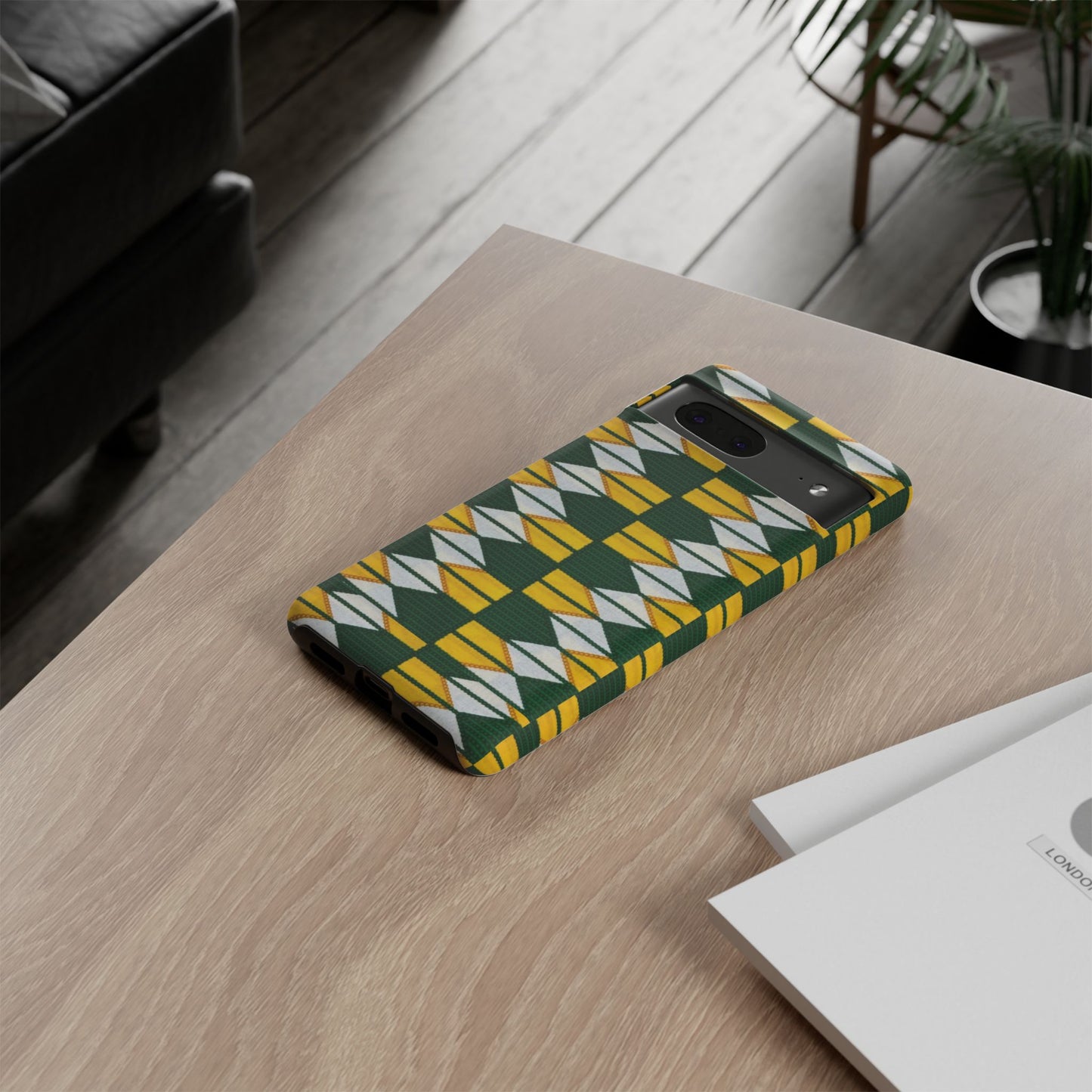 Green Gold White Ankara Google Pixel Tough Cases | African Google Pixel Case | Afrocentric Google Pixel Case