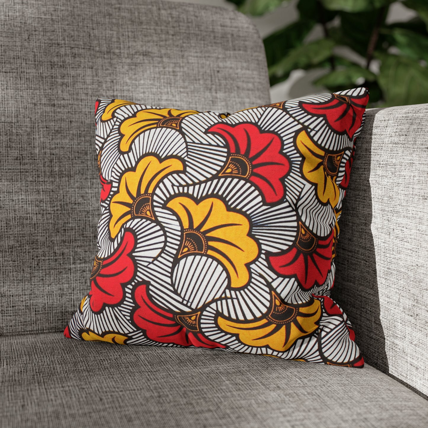 White and Orange Ankara Square Pillow Case | Afrocentric Pillow Case
