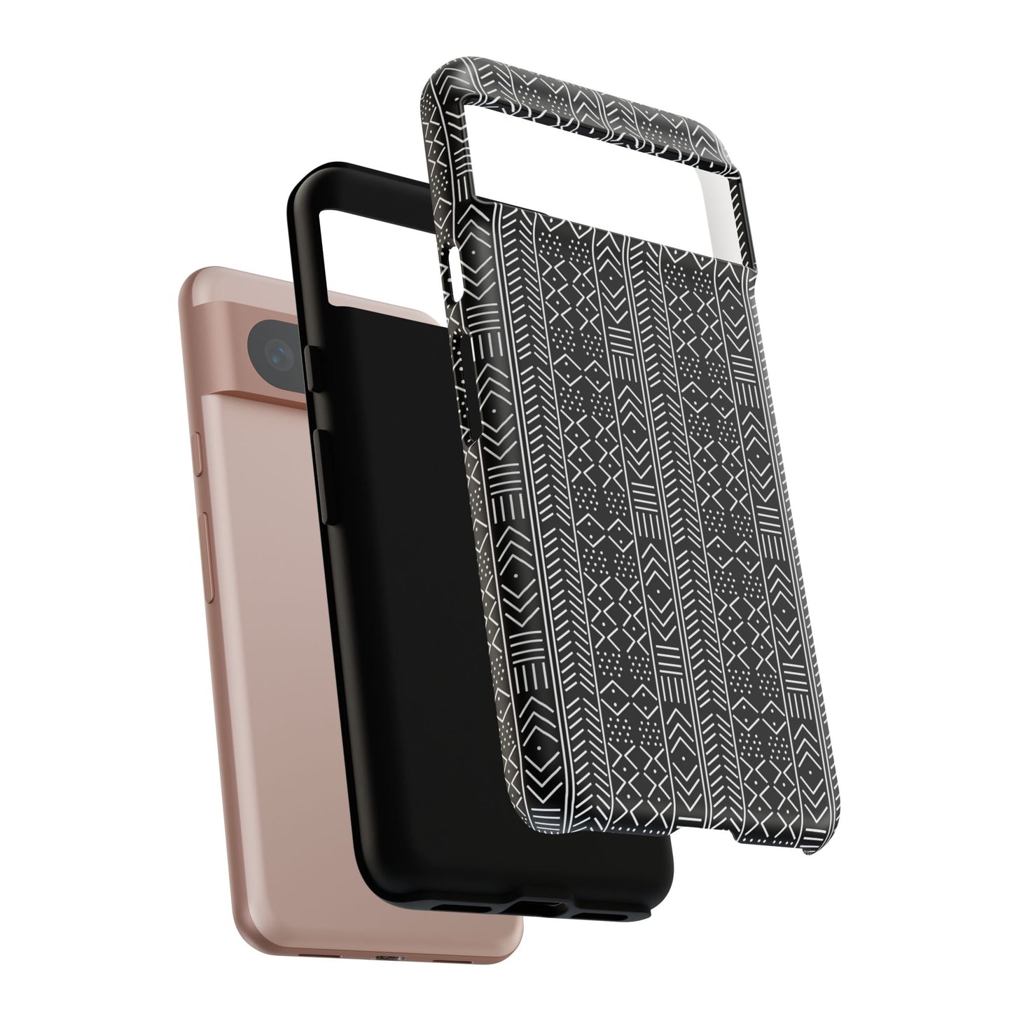 Black & White Mudcloth Google Pixel Tough Cases | African Google Pixel Case | Afrocentric Google Pixel Case