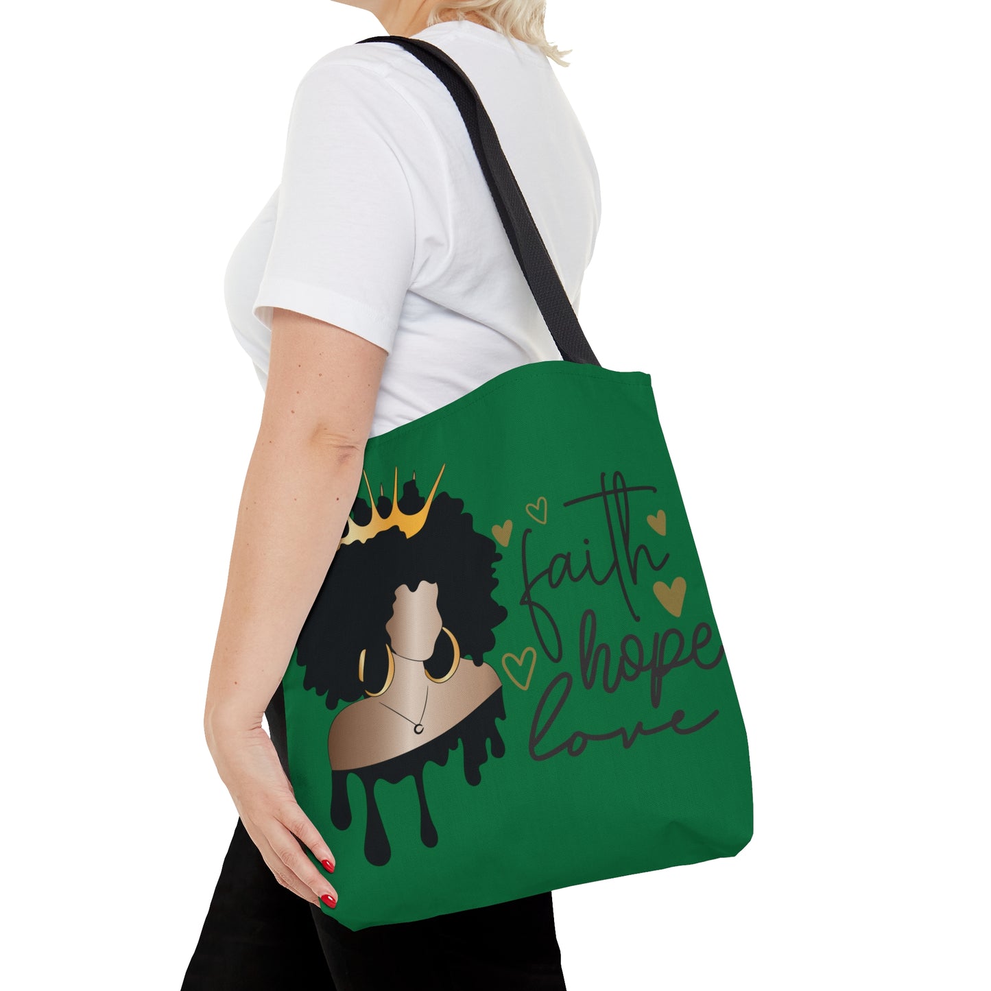 Dark Green Faith...Hope...Love Tote Bag