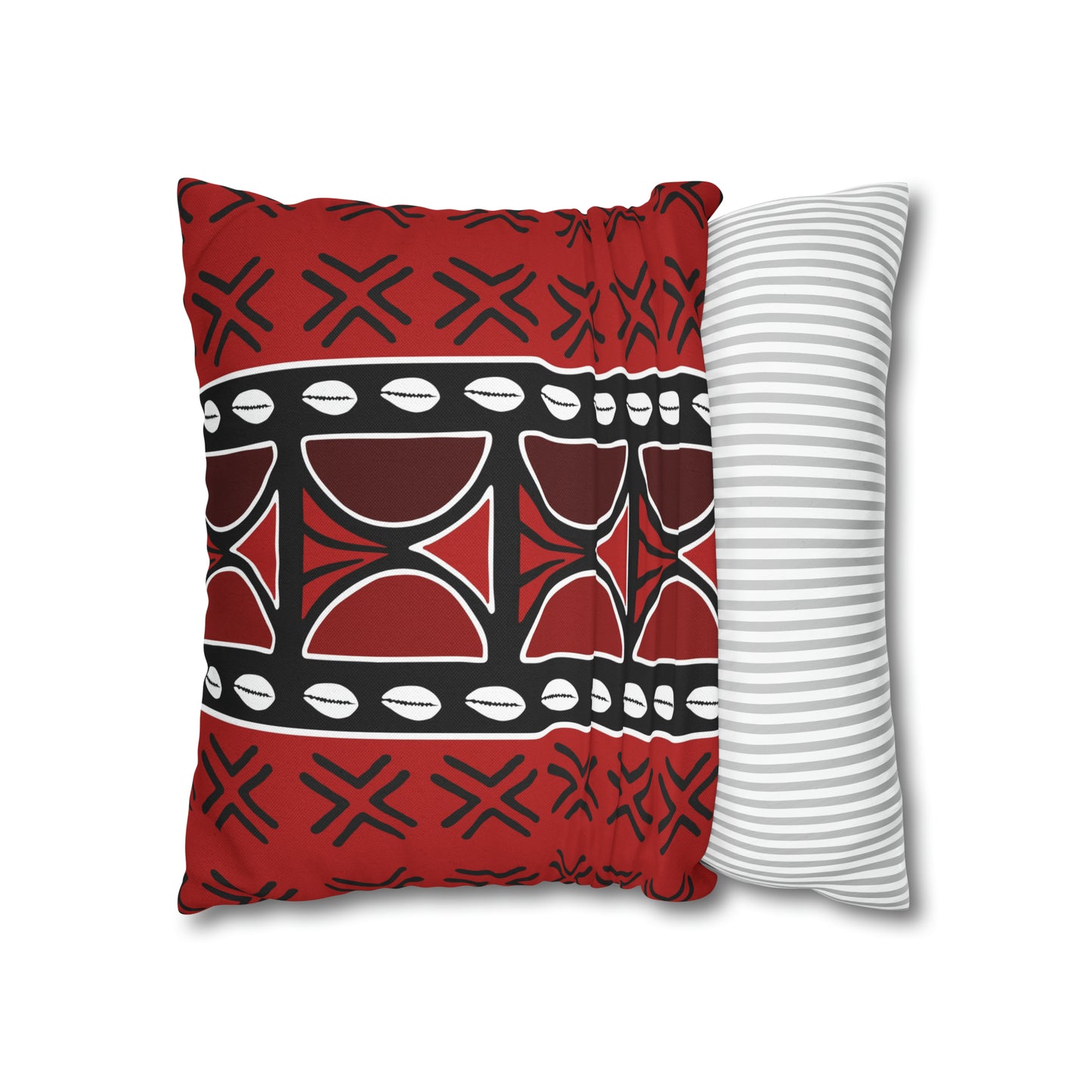 Red Mudcloth Ankara Square Pillow Case | Afrocentric Pillow Case