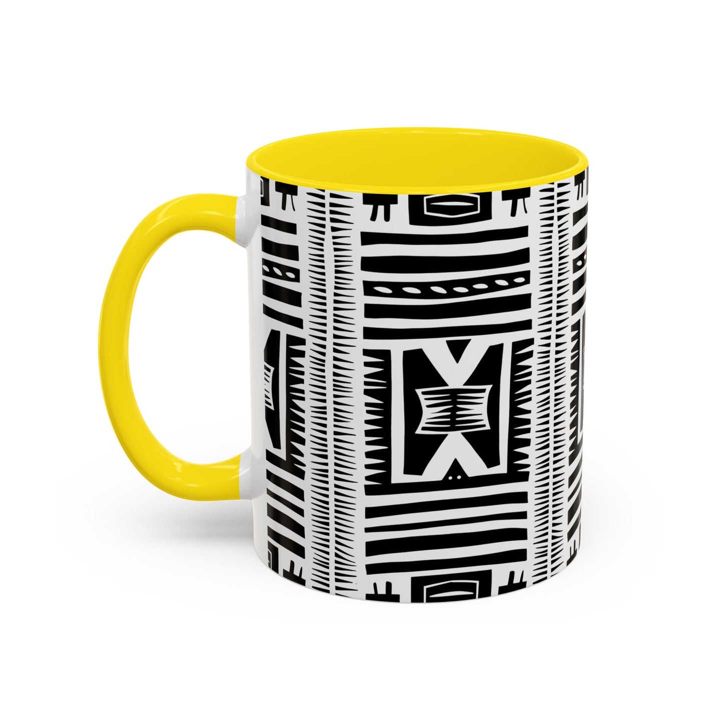 Boho Chic Accent Coffee Mug - Unique Black and White Design, Perfect Gift for Her, Modern Home Decor, Coffee Lover, Tea Enthusiast