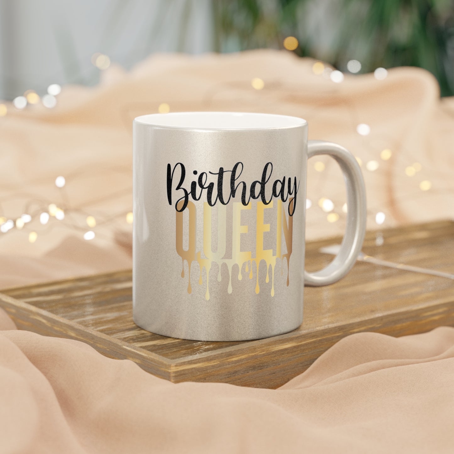 Personalized Birthday Queen Silver Metallic Mug | Birthday Gift