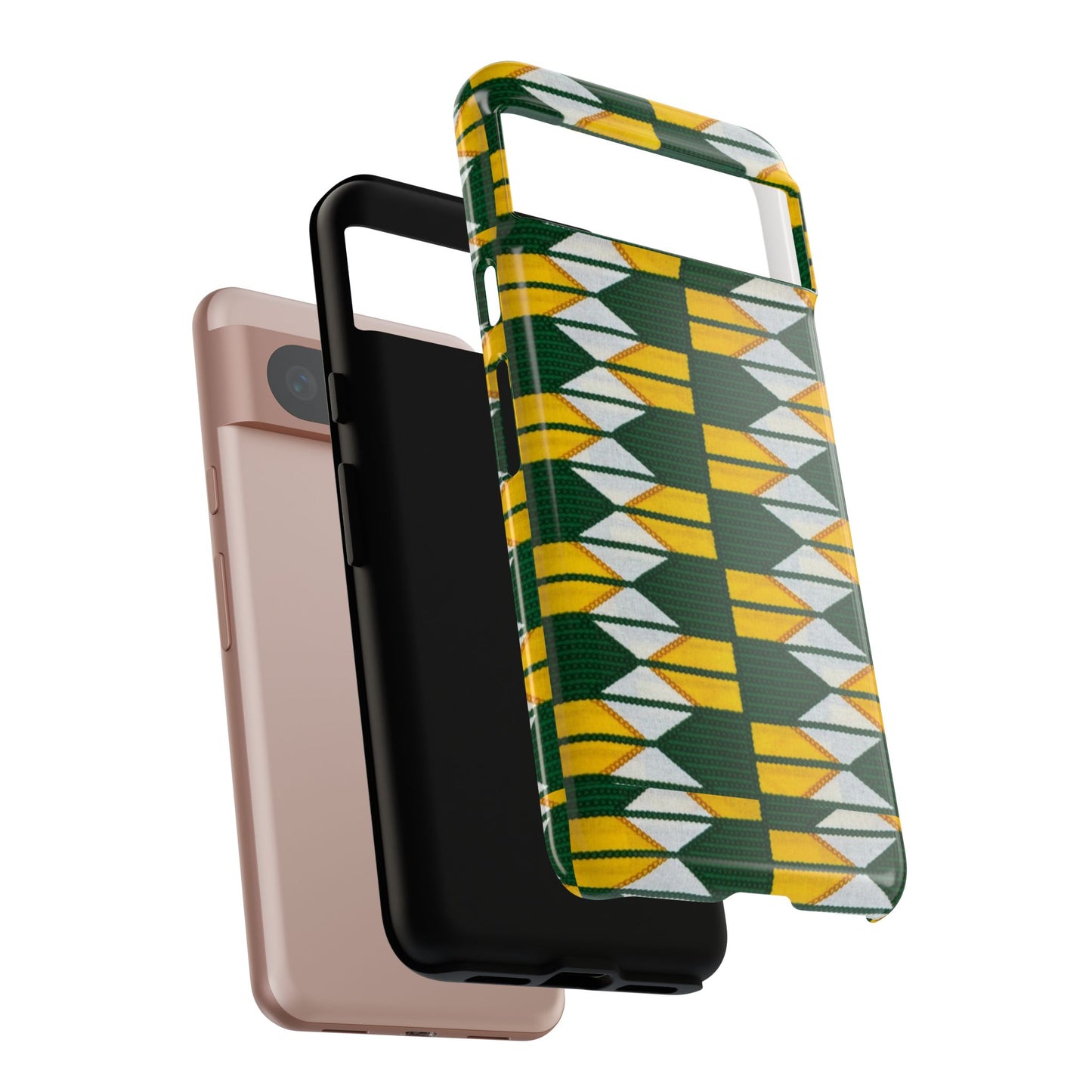 Green Gold White Ankara Google Pixel Tough Cases | African Google Pixel Case | Afrocentric Google Pixel Case