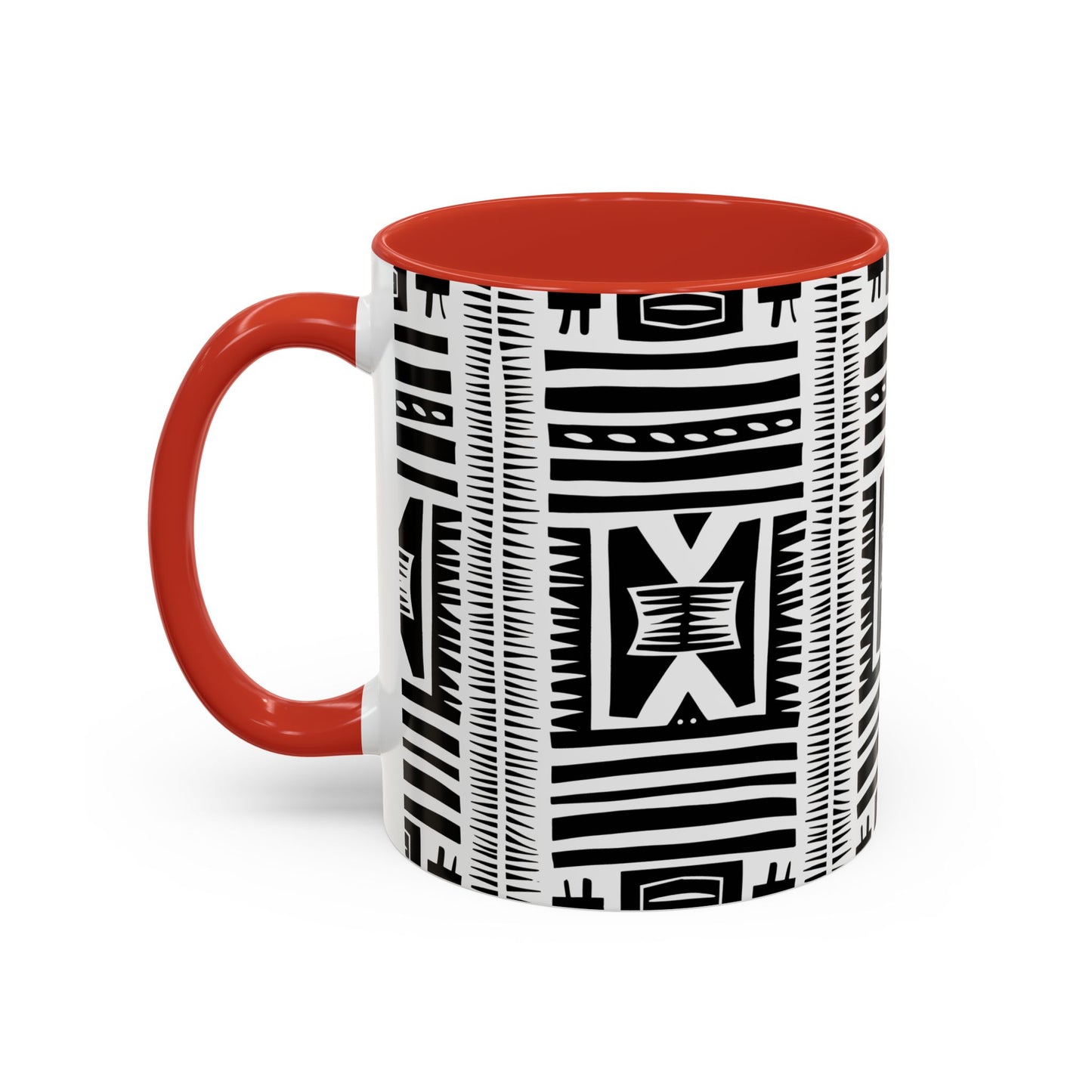 Boho Chic Accent Coffee Mug - Unique Black and White Design, Perfect Gift for Her, Modern Home Decor, Coffee Lover, Tea Enthusiast