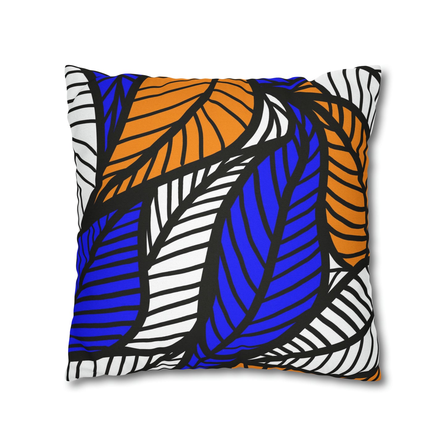 Blue Ankara Polyester Square Pillow Case | Afrocentric Pillow Case