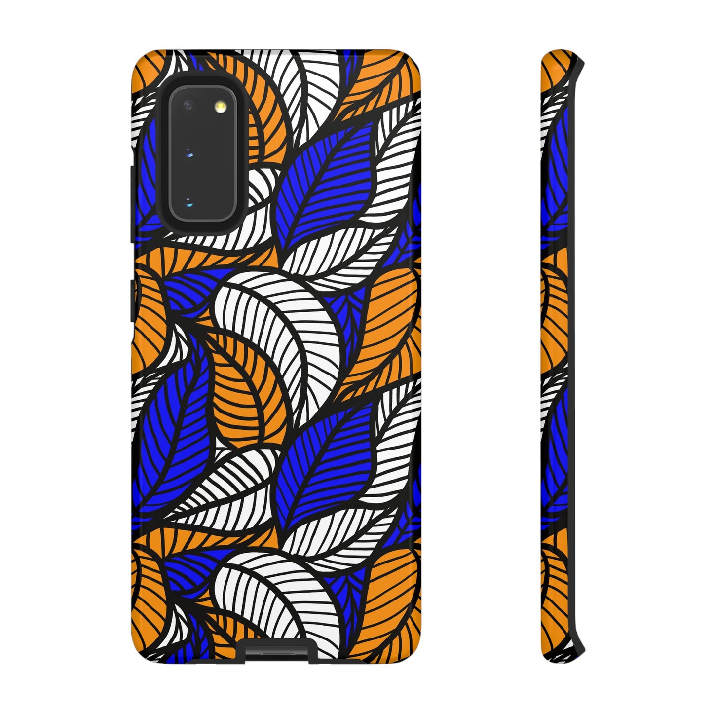 Blue and Gold Leaf Ankara Samsung Tough Cases | African Samsung Case | Afrocentric Samsung Case | Ankara Samsung Phone Case