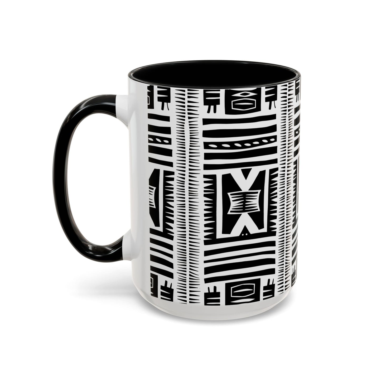 Boho Chic Accent Coffee Mug - Unique Black and White Design, Perfect Gift for Her, Modern Home Decor, Coffee Lover, Tea Enthusiast