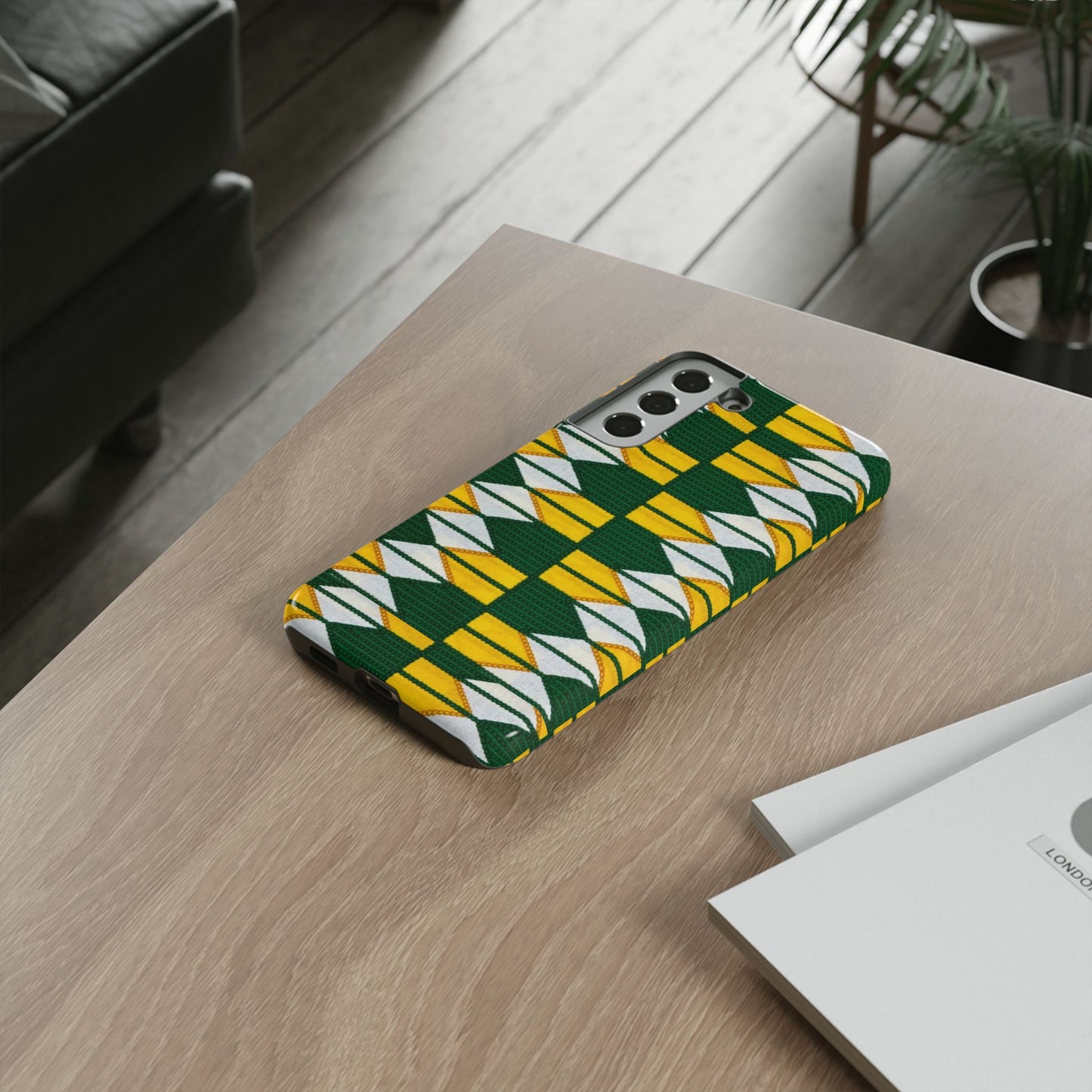 Green Yellow White Ankara Samsung Tough Cases | African Samsung Case | Afrocentric Samsung Case | Ankara Samsung Phone Case