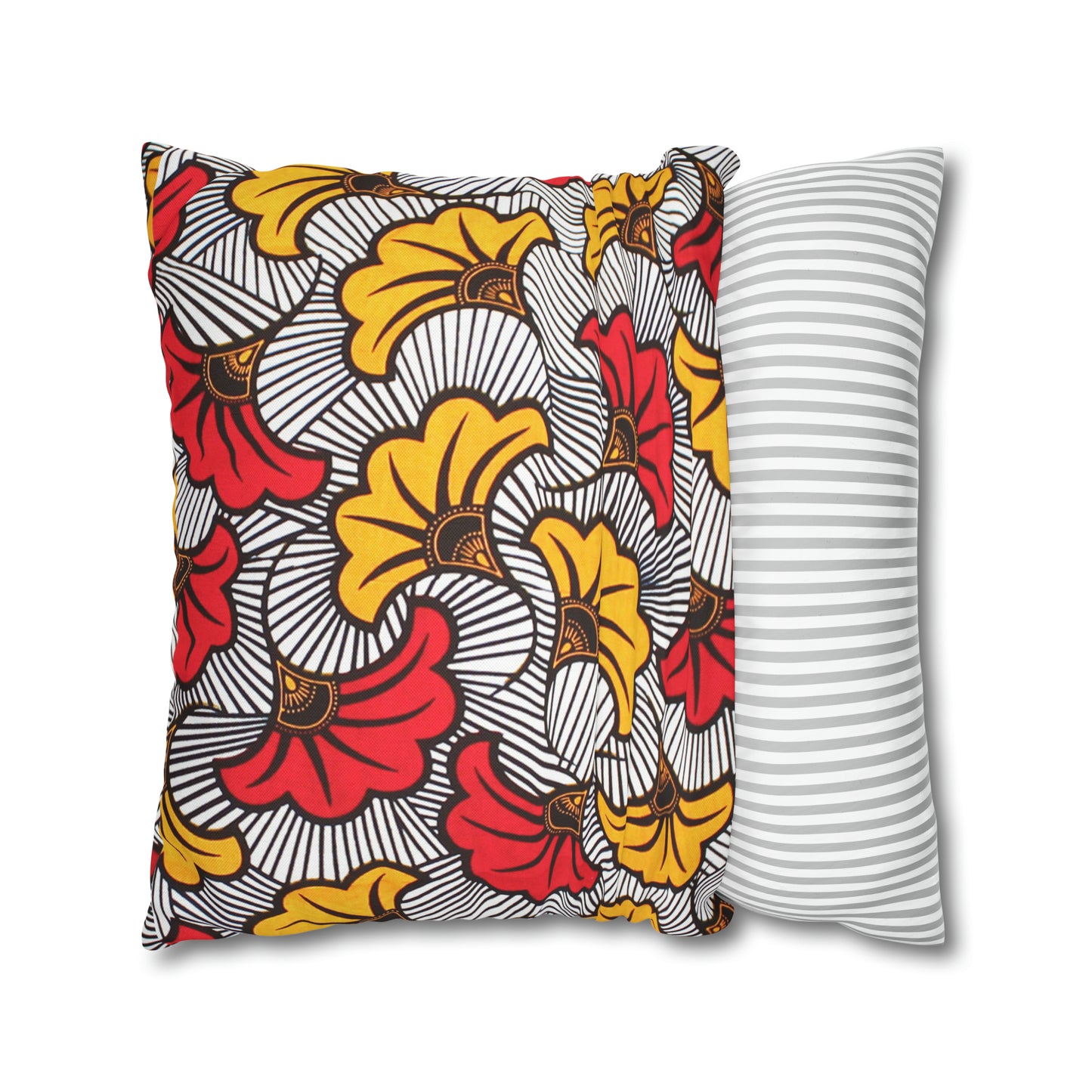 White and Orange Ankara Square Pillow Case | Afrocentric Pillow Case