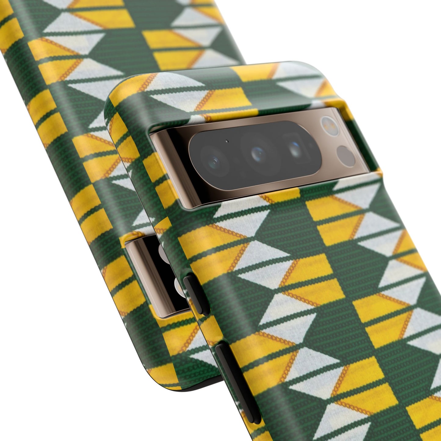 Green Gold White Ankara Google Pixel Tough Cases | African Google Pixel Case | Afrocentric Google Pixel Case