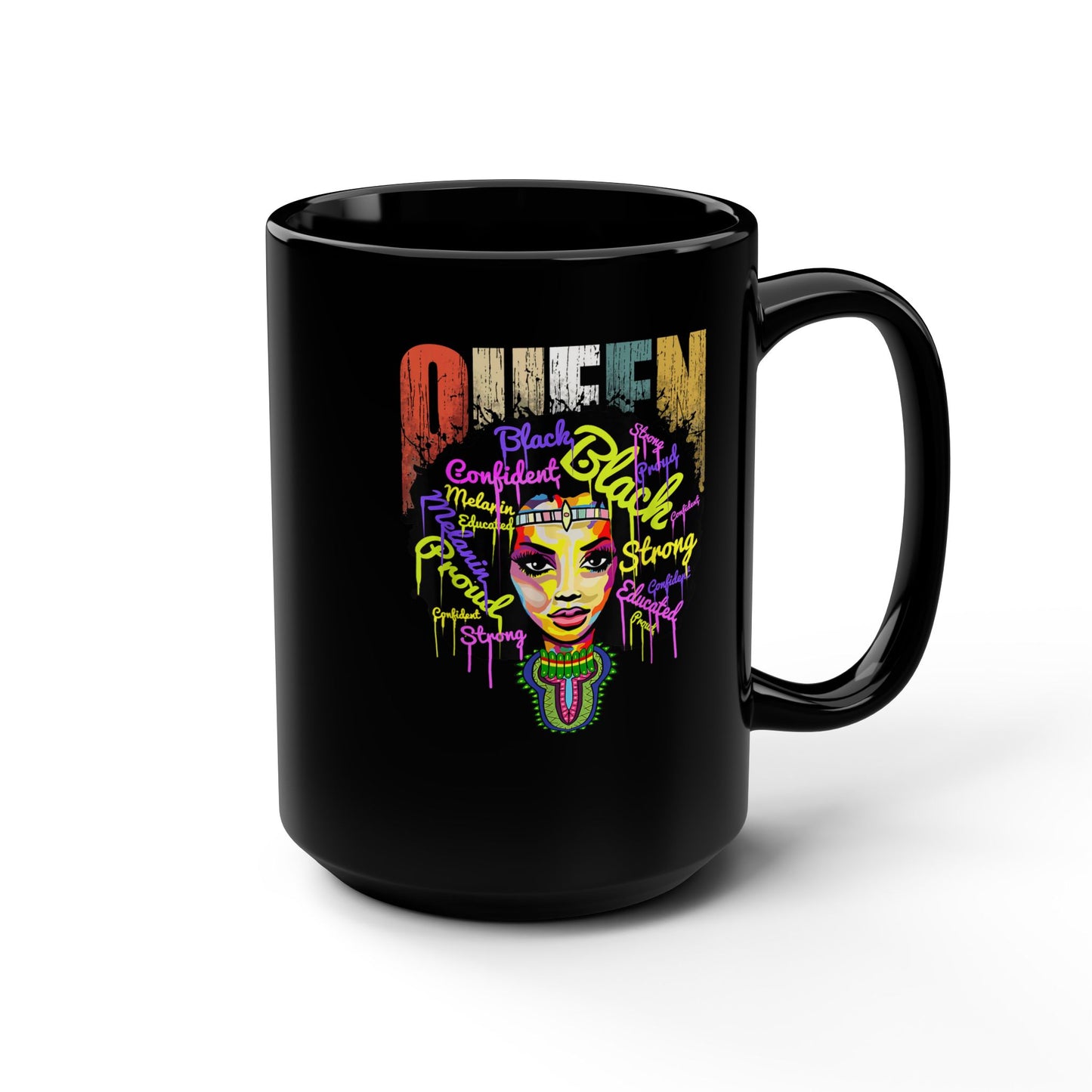 Black Queen Mug, 15oz | Afrocentric Coffee Mug | Natural Hair Mug | Black Girl Mug | Personalize It