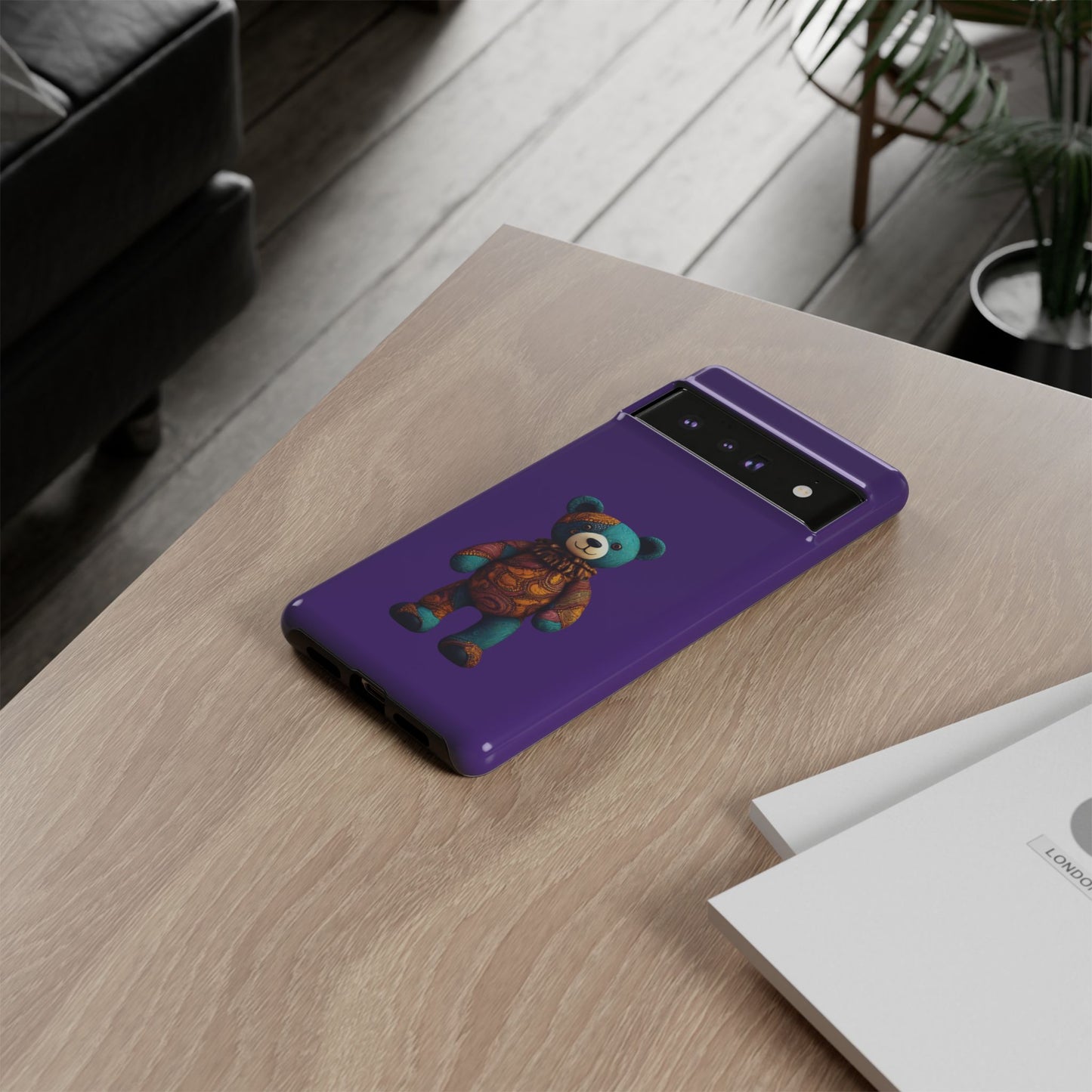 Purple and Blue Bear Google Pixel Tough Cases | African Google Pixel Case | Afrocentric Google Pixel Case