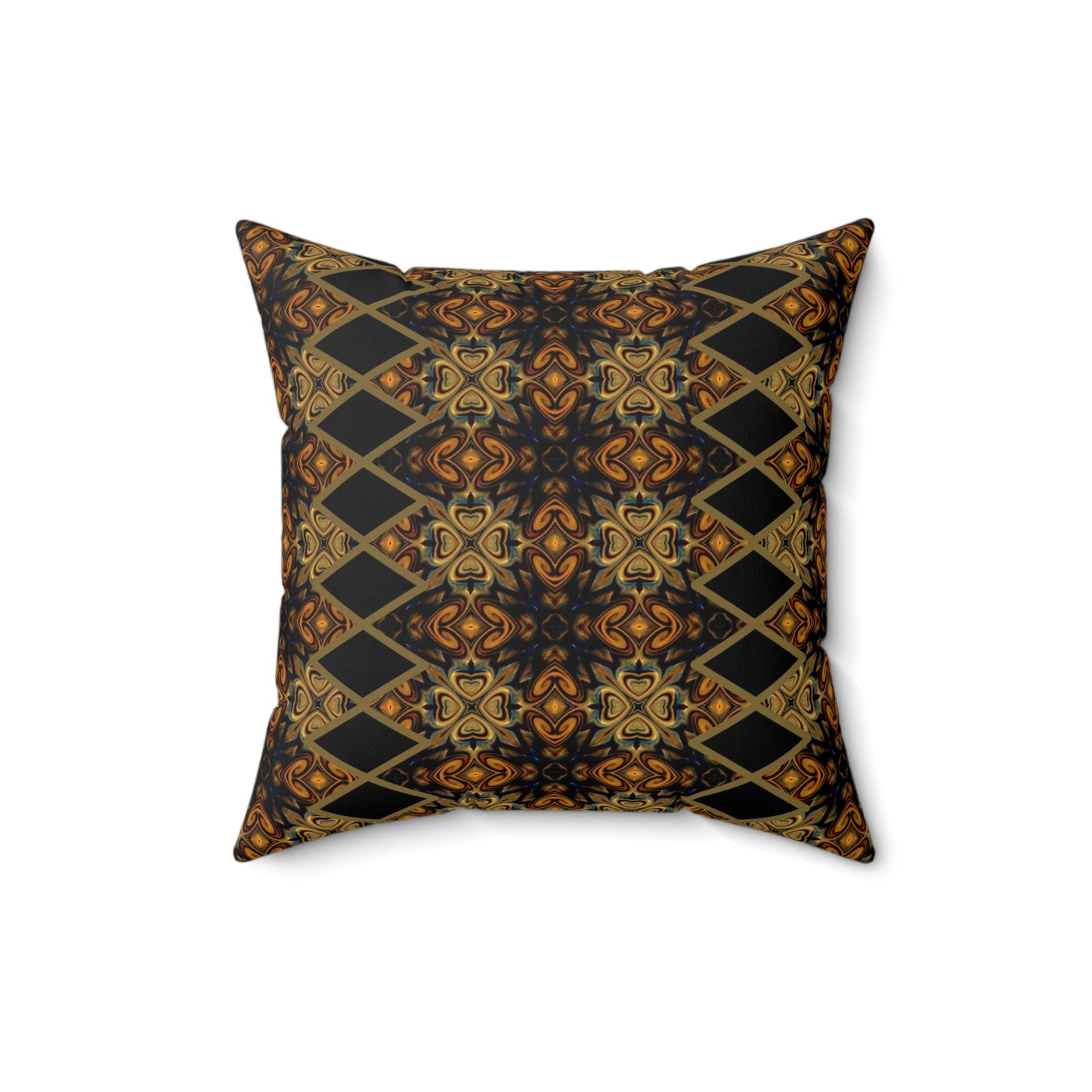 Black Ankara Print Polyester Square Pillow | Afrocentric Pillow | African Pillow