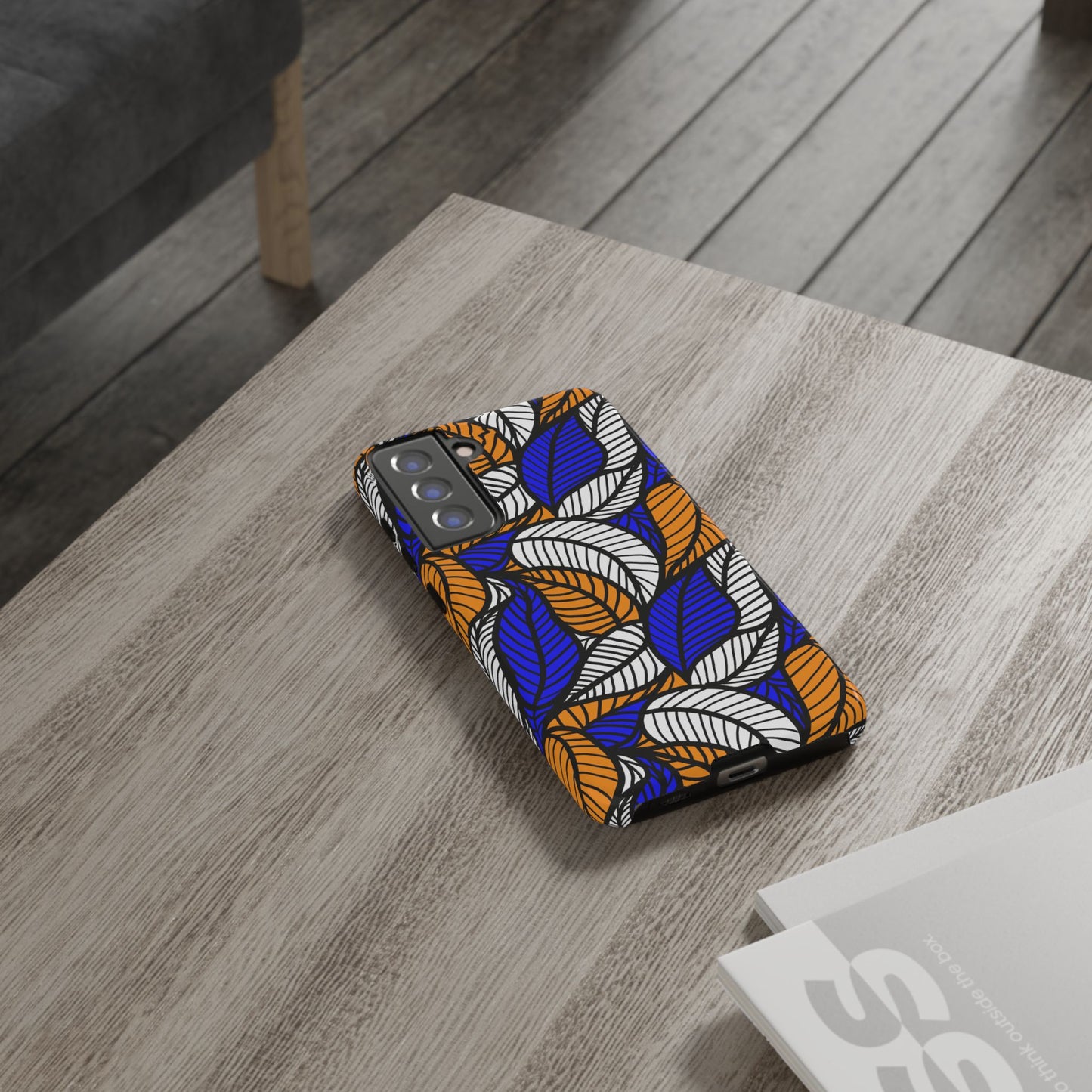 Blue and Gold Leaf Ankara Samsung Tough Cases | African Samsung Case | Afrocentric Samsung Case | Ankara Samsung Phone Case