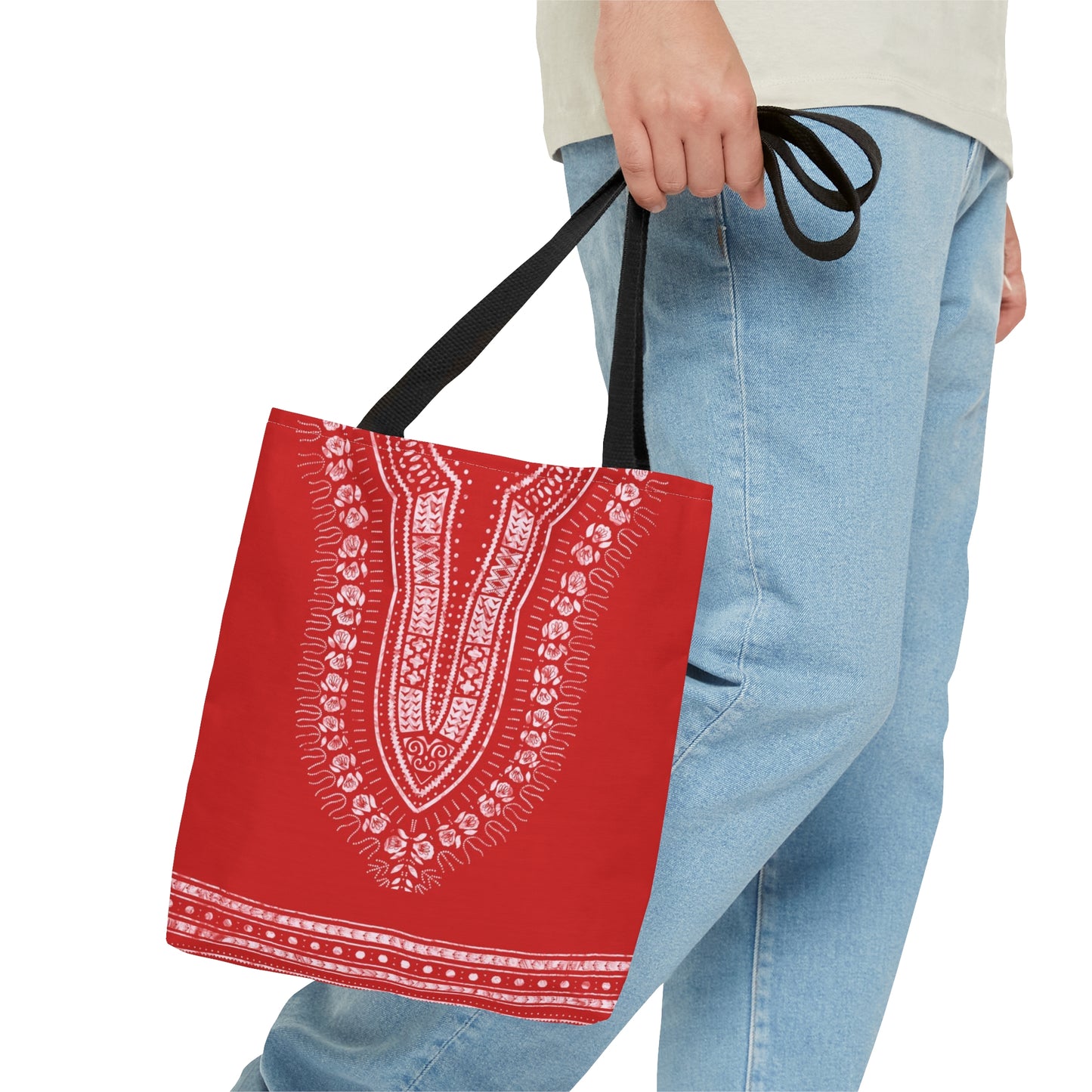 Red and White Dashiki Tote Bag