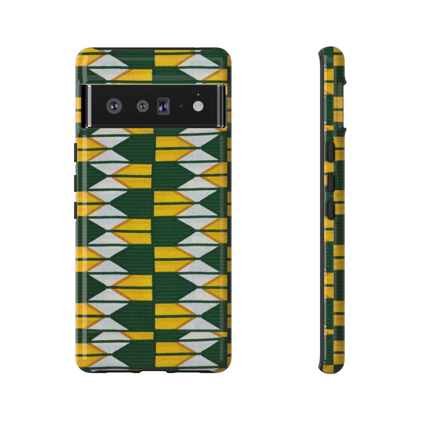 Green Gold White Ankara Google Pixel Tough Cases | African Google Pixel Case | Afrocentric Google Pixel Case