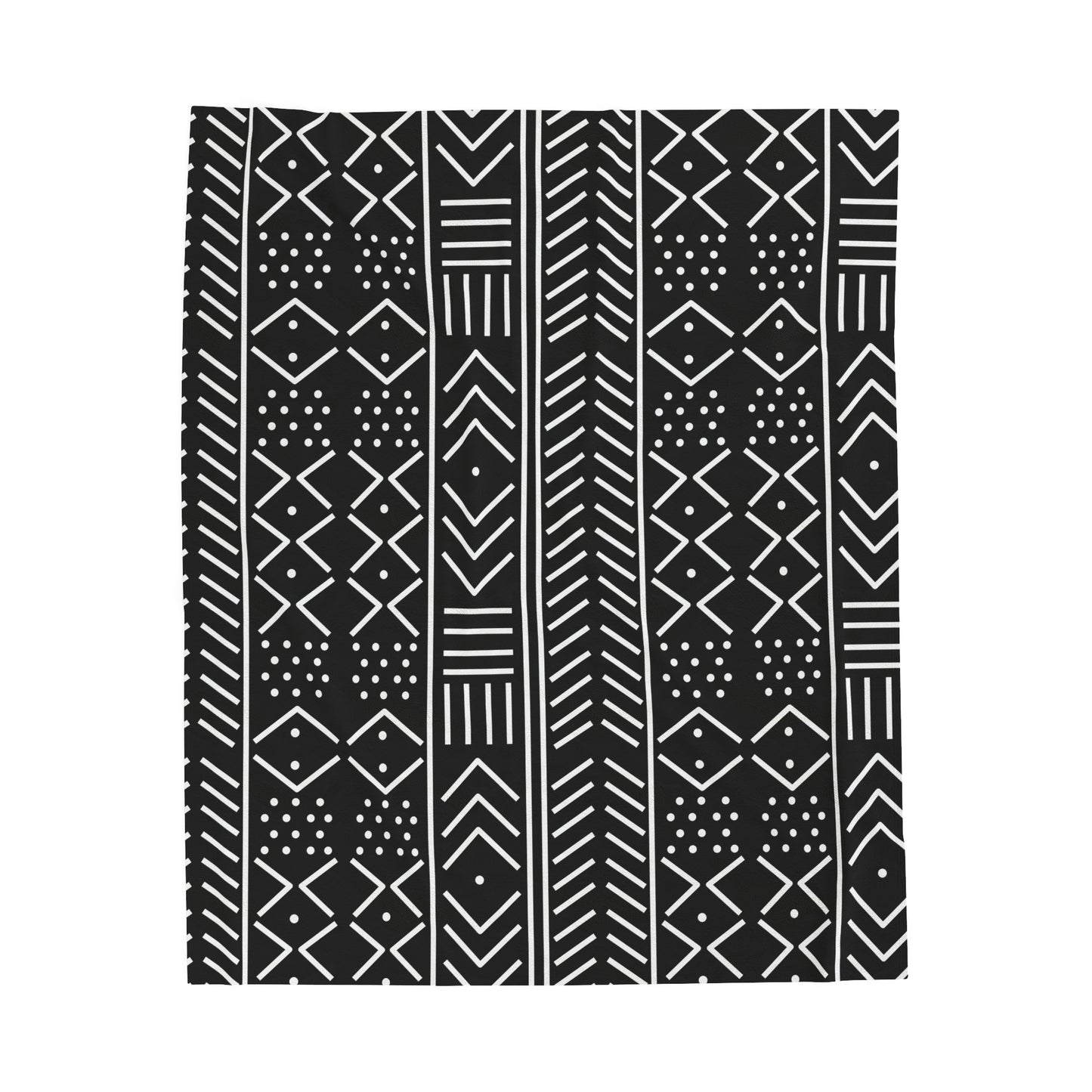 Black and White Mudcloth Inspired Plush Blanket