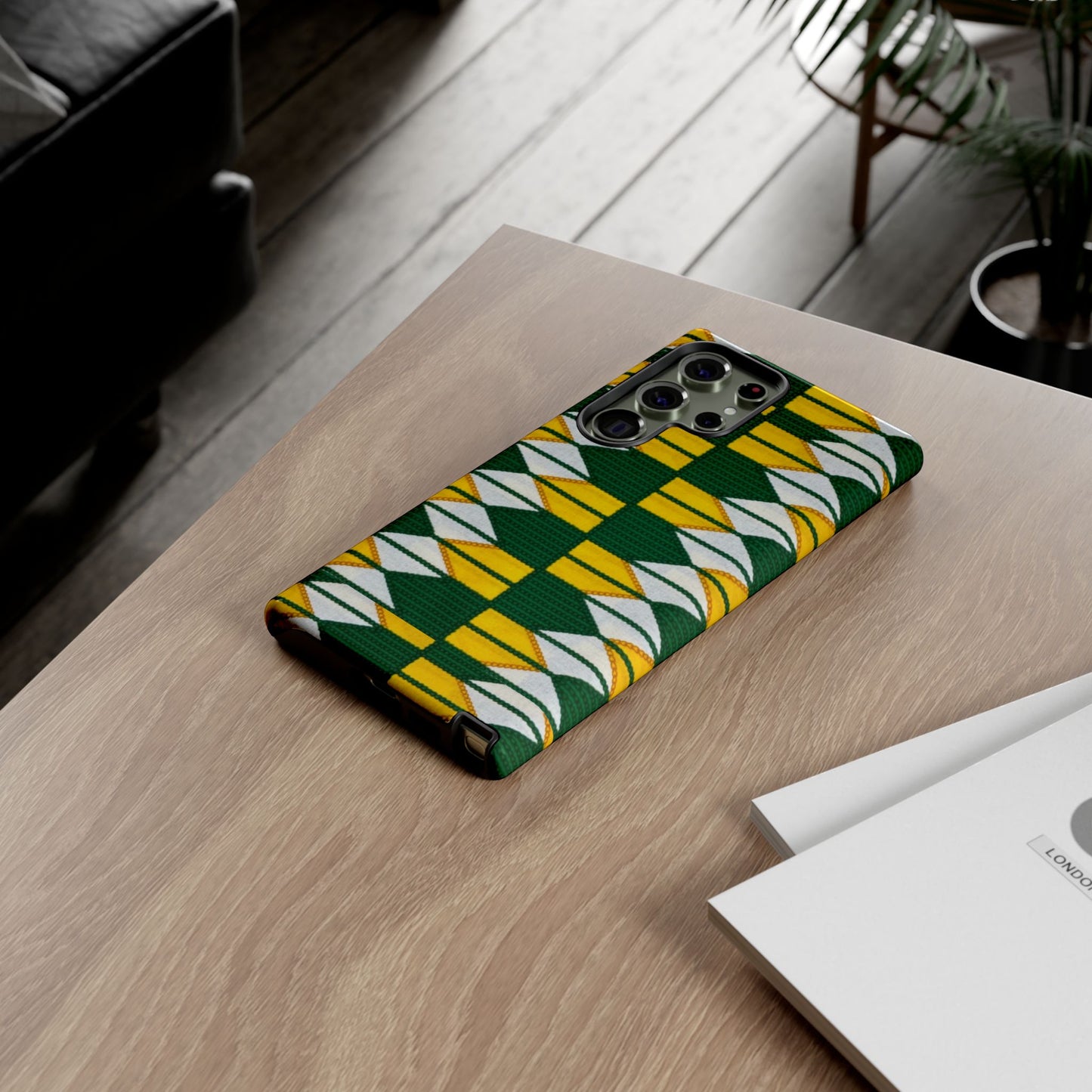 Green Yellow White Ankara Samsung Tough Cases | African Samsung Case | Afrocentric Samsung Case | Ankara Samsung Phone Case