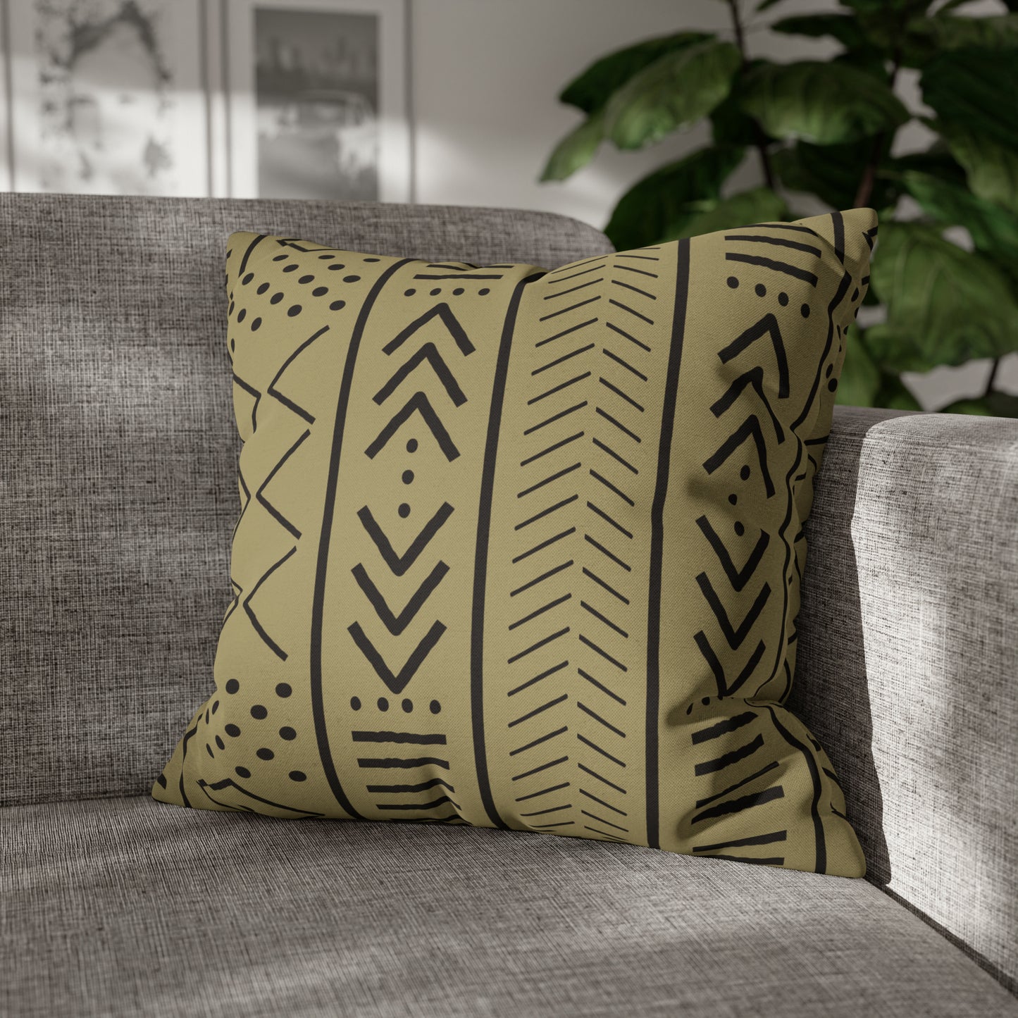 Biege Mudcloth Inspired Square Pillow Case | Afrocentric Pillow Case
