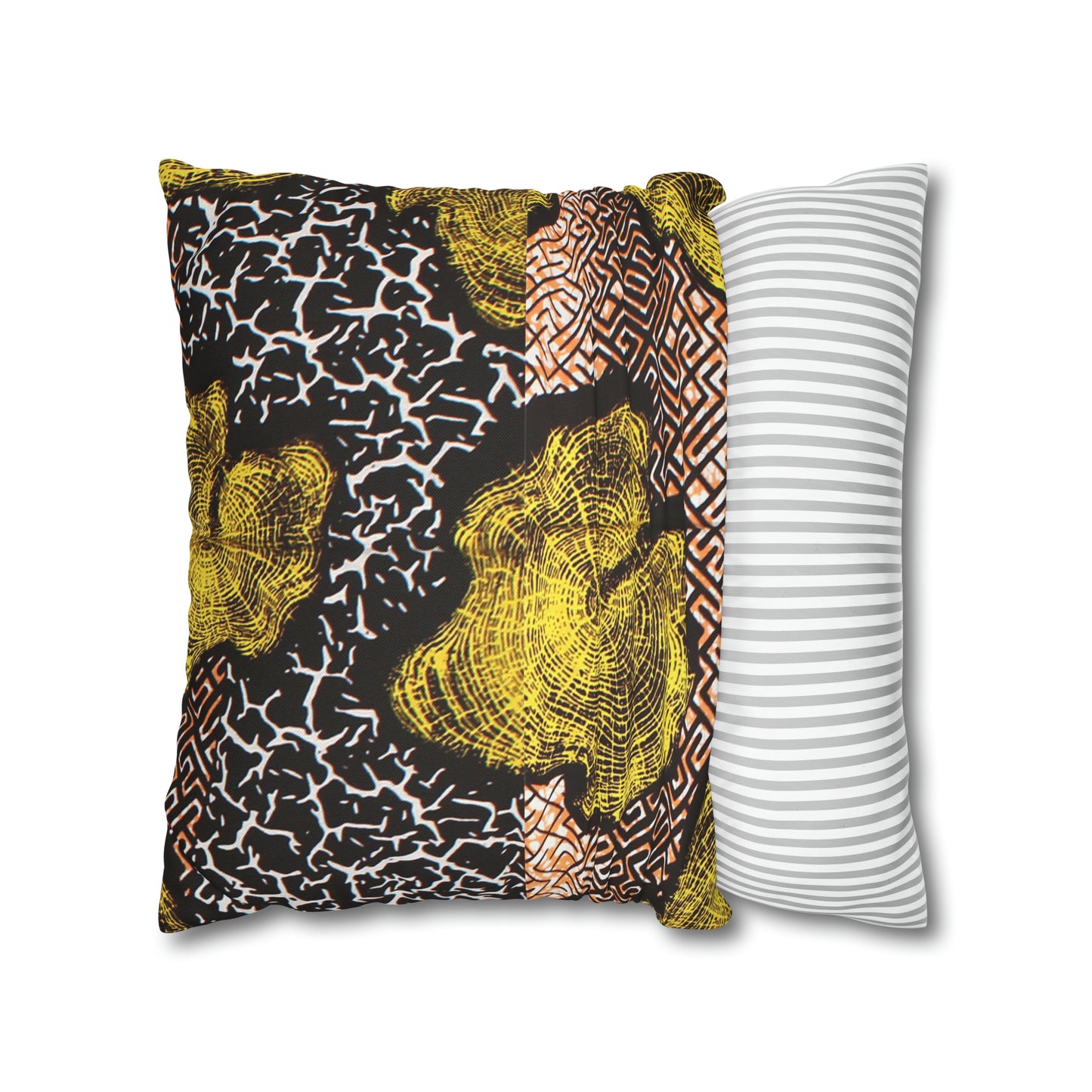 Black and Gold Ankara Square Pillow Case | Afrocentric Pillow Case