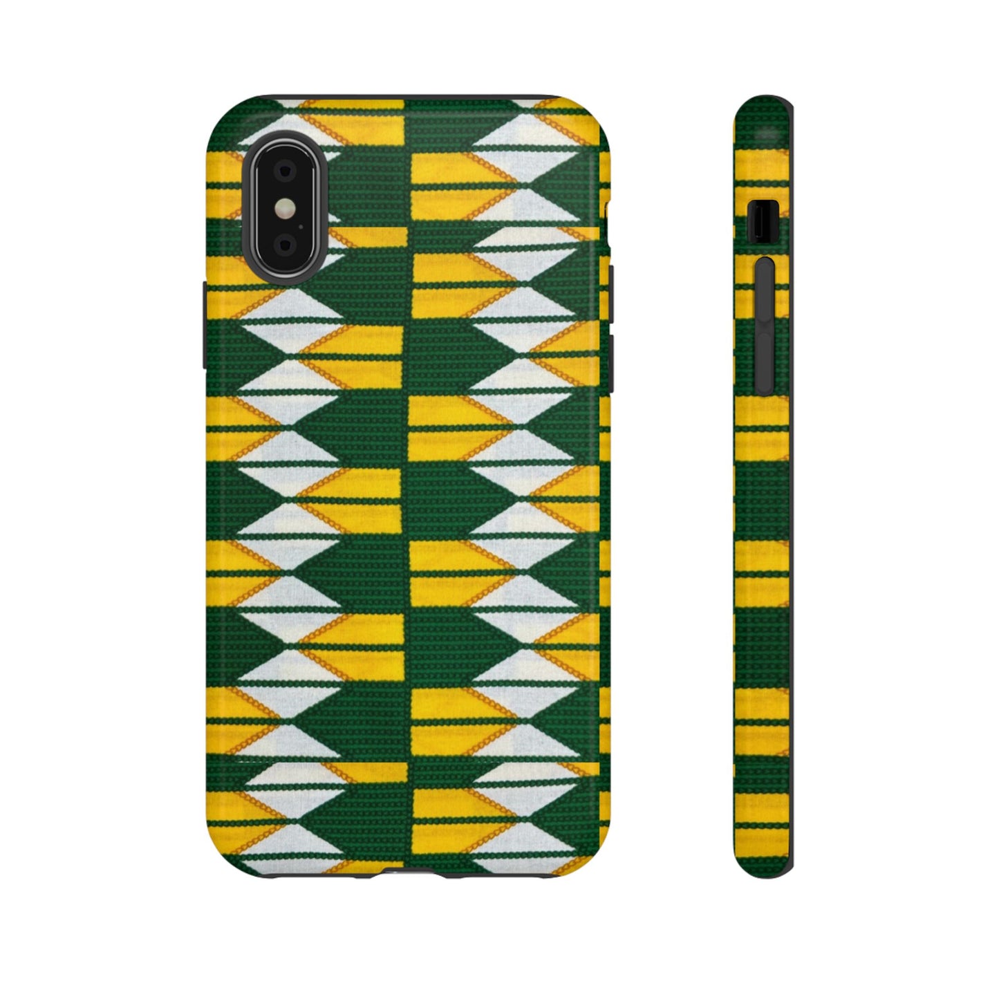Green Yellow White iPhone Tough Cases | Ankara iPhone Case | Afrocentric iPhone Case