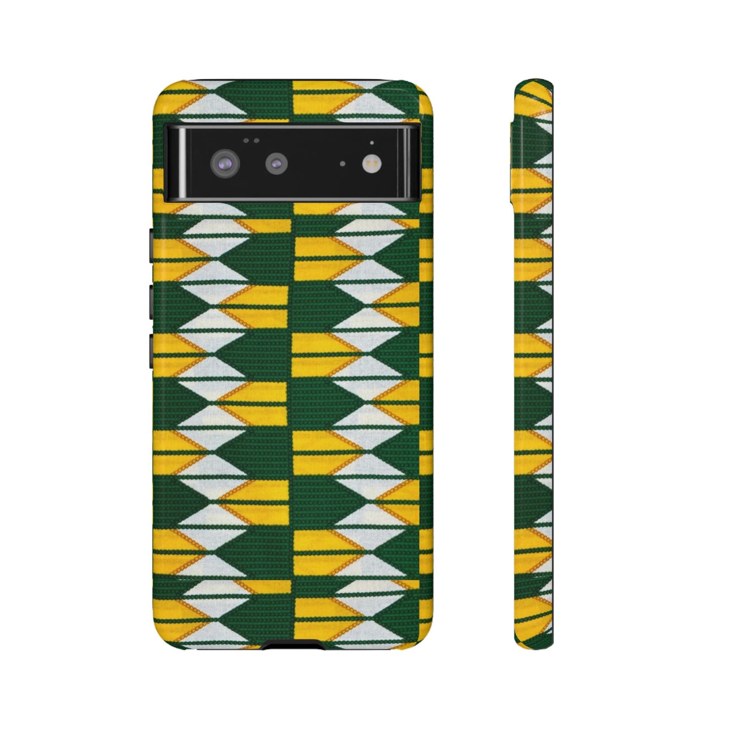 Green Gold White Ankara Google Pixel Tough Cases | African Google Pixel Case | Afrocentric Google Pixel Case