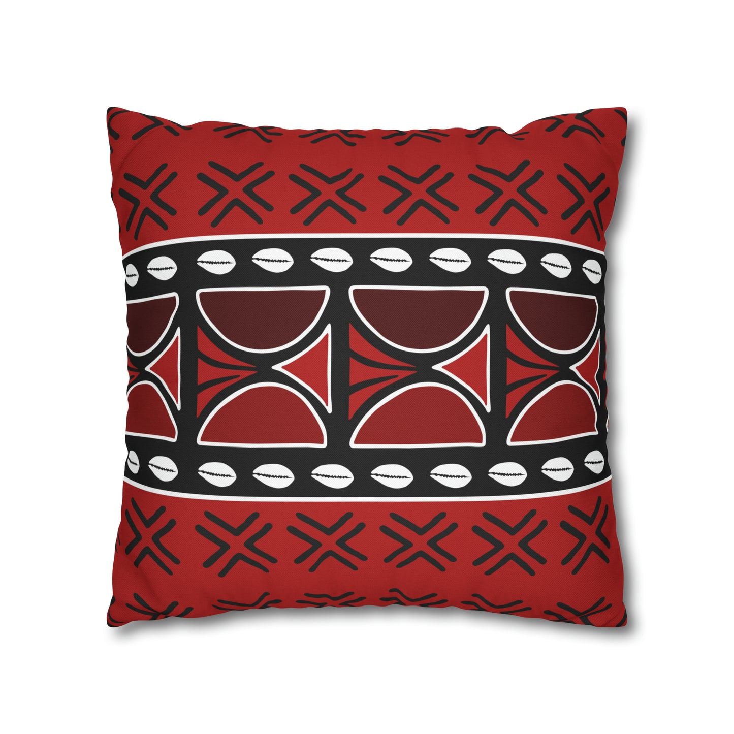 Red Mudcloth Ankara Square Pillow Case | Afrocentric Pillow Case