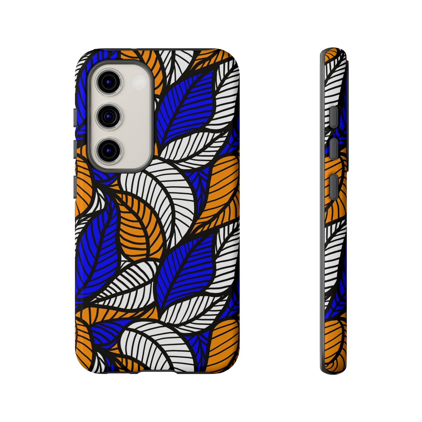 Blue and Gold Leaf Ankara Samsung Tough Cases | African Samsung Case | Afrocentric Samsung Case | Ankara Samsung Phone Case
