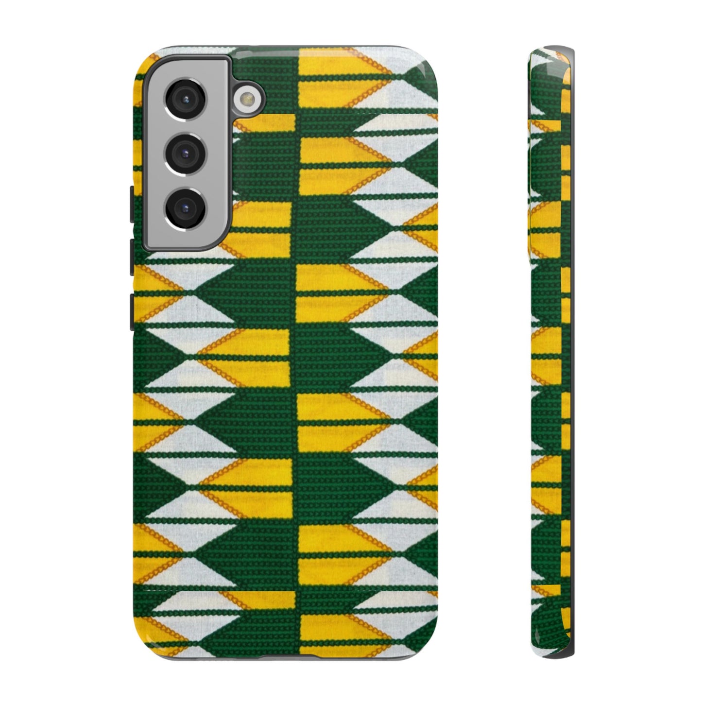 Green Yellow White Ankara Samsung Tough Cases | African Samsung Case | Afrocentric Samsung Case | Ankara Samsung Phone Case