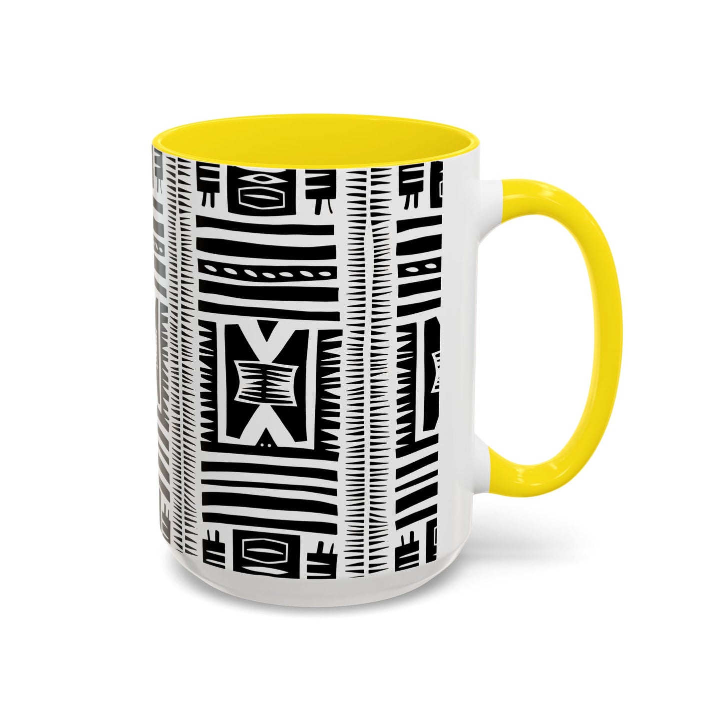 Boho Chic Accent Coffee Mug - Unique Black and White Design, Perfect Gift for Her, Modern Home Decor, Coffee Lover, Tea Enthusiast