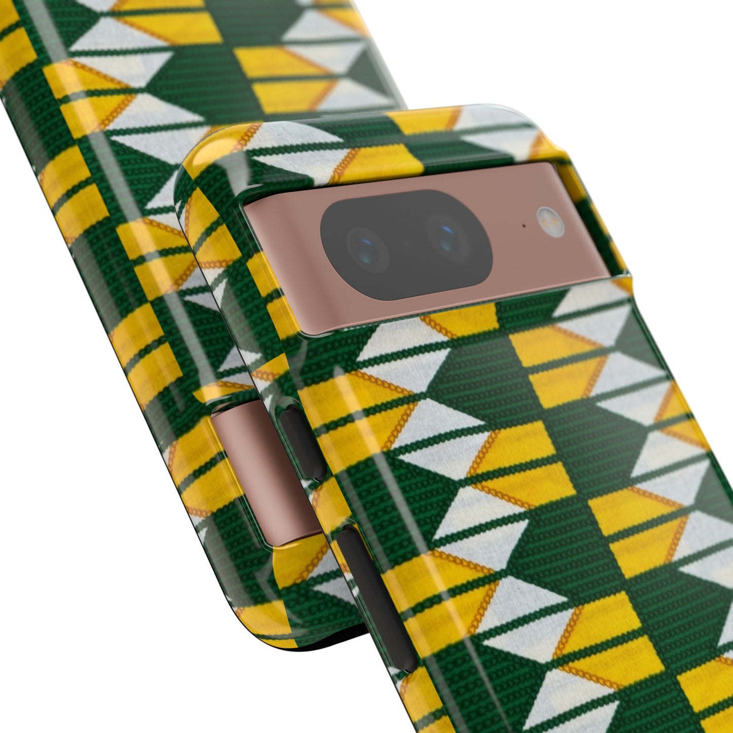 Green Gold White Ankara Google Pixel Tough Cases | African Google Pixel Case | Afrocentric Google Pixel Case