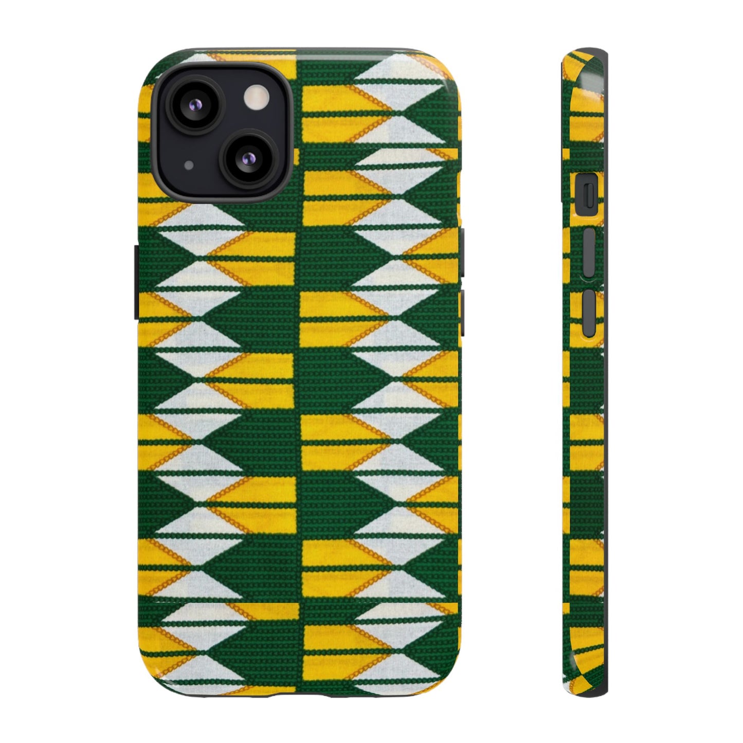 Green Yellow White iPhone Tough Cases | Ankara iPhone Case | Afrocentric iPhone Case