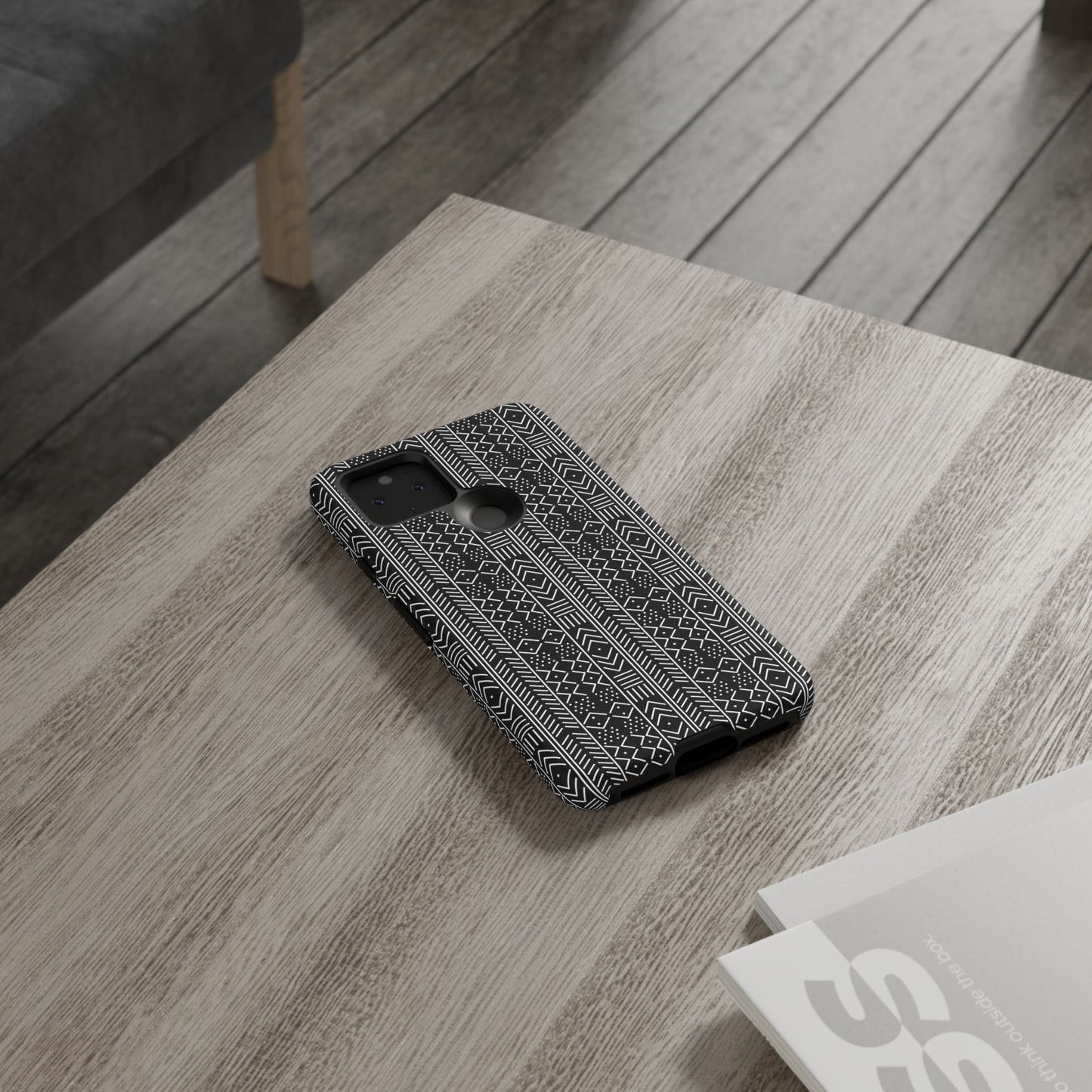 Black & White Mudcloth Google Pixel Tough Cases | African Google Pixel Case | Afrocentric Google Pixel Case
