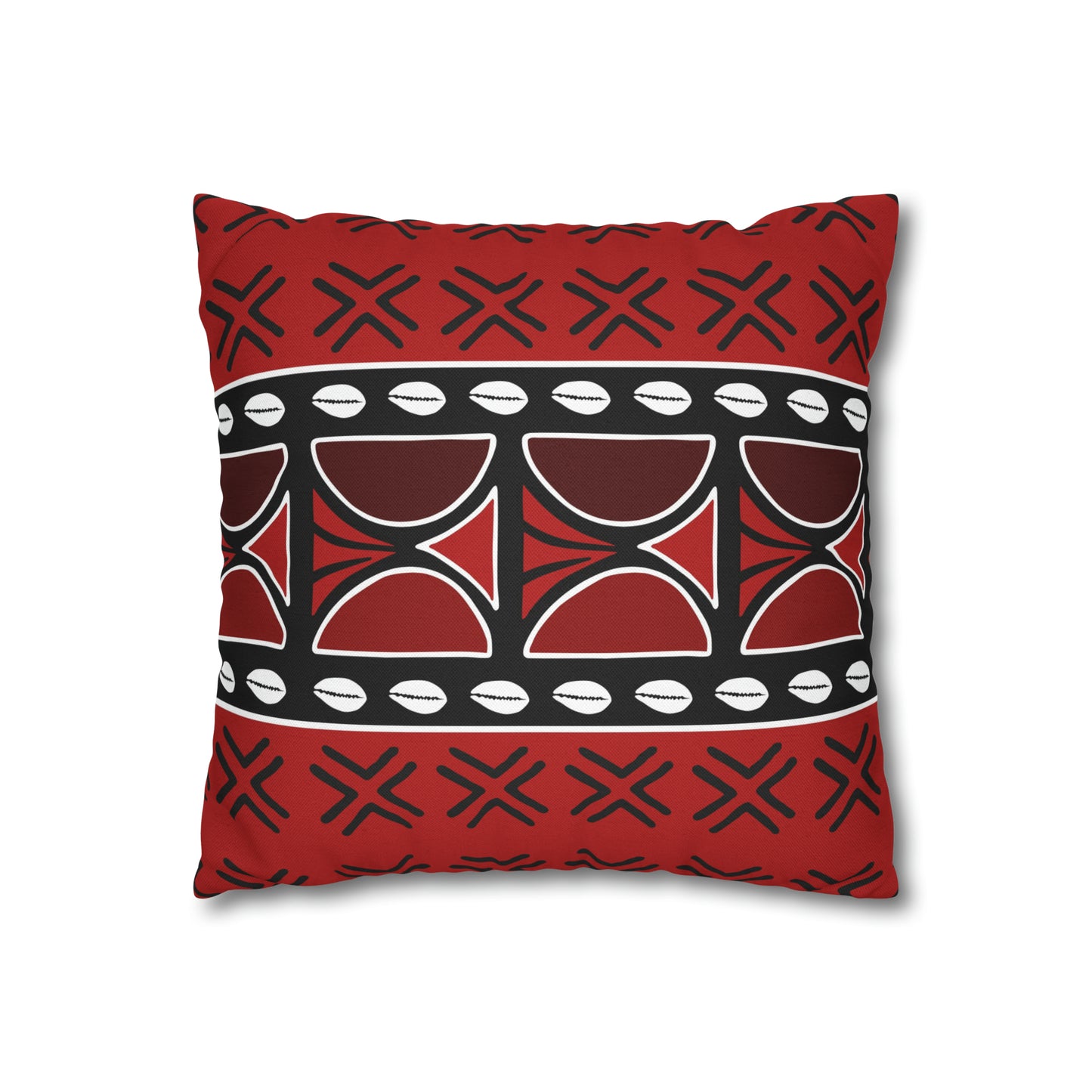 Red Mudcloth Ankara Square Pillow Case | Afrocentric Pillow Case