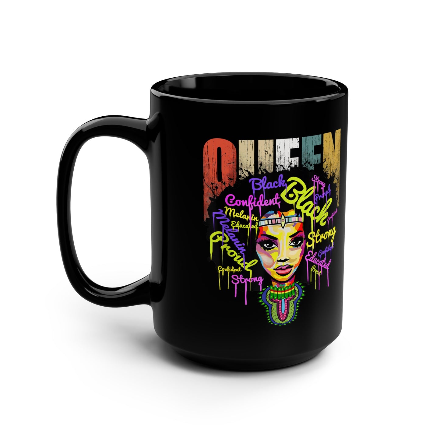 Black Queen Mug, 15oz | Afrocentric Coffee Mug | Natural Hair Mug | Black Girl Mug