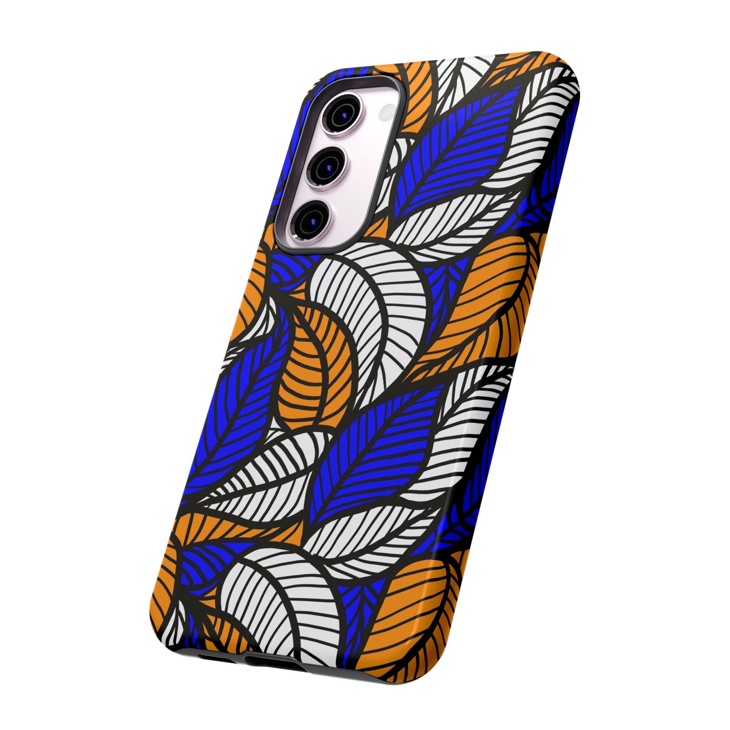 Blue and Gold Leaf Ankara Samsung Tough Cases | African Samsung Case | Afrocentric Samsung Case | Ankara Samsung Phone Case