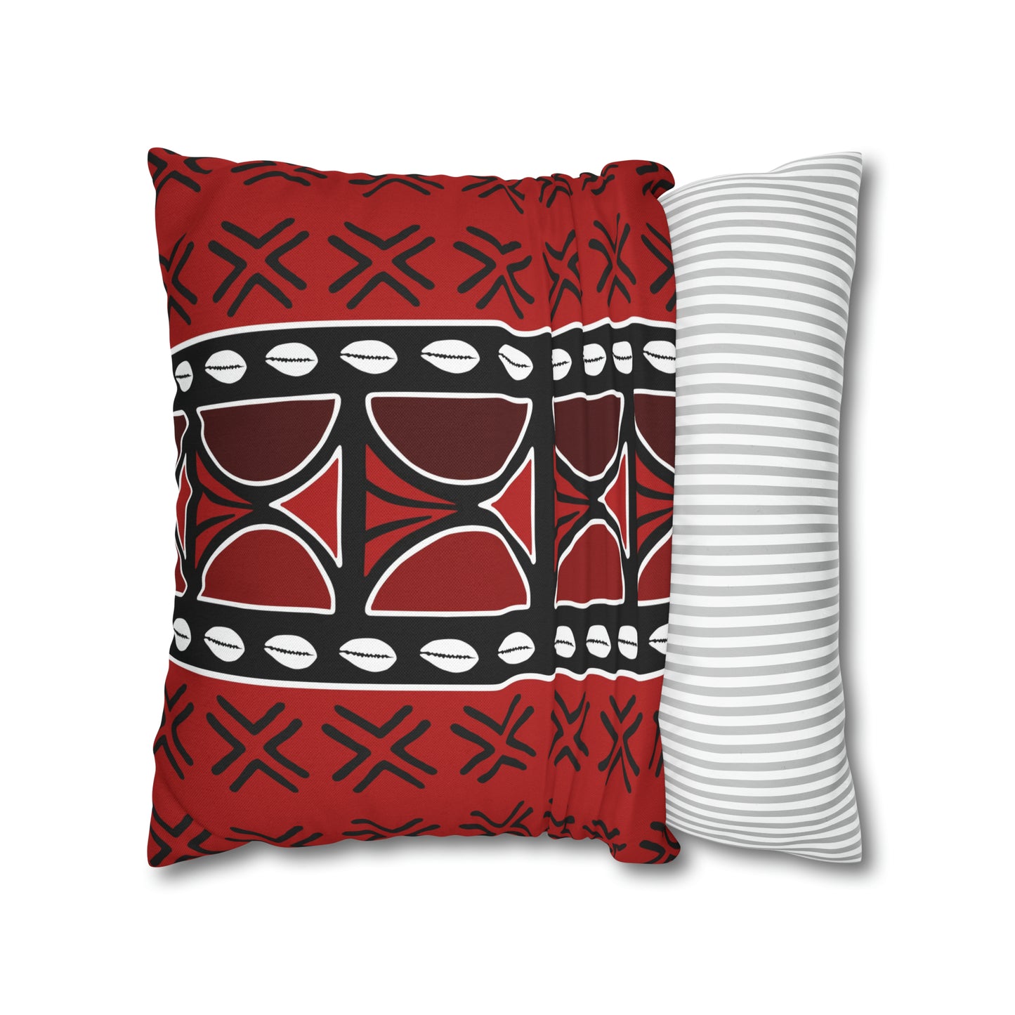 Red Mudcloth Ankara Square Pillow Case | Afrocentric Pillow Case