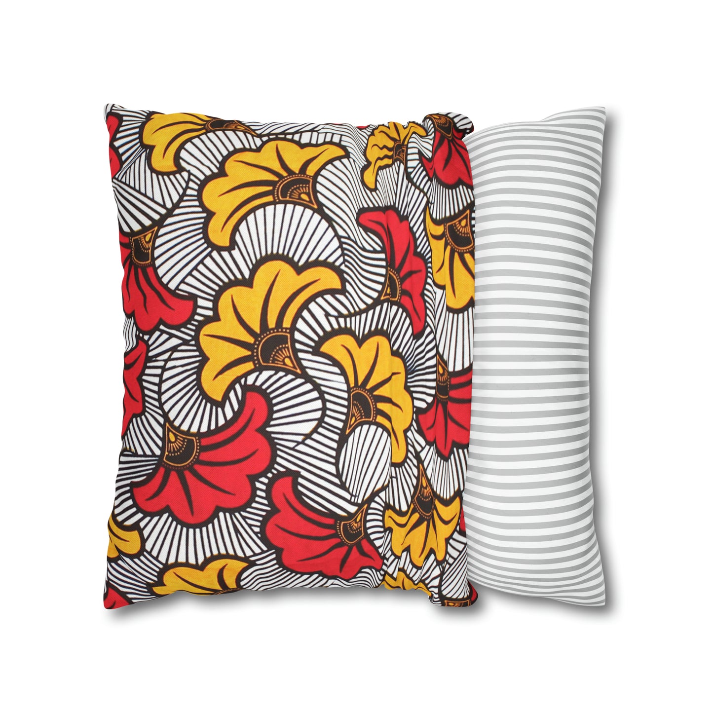 White and Orange Ankara Square Pillow Case | Afrocentric Pillow Case