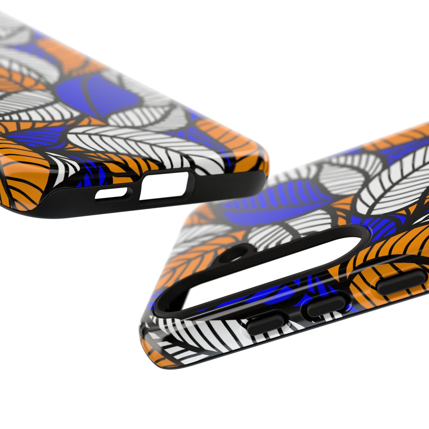 Blue and Gold Leaf Ankara Samsung Tough Cases | African Samsung Case | Afrocentric Samsung Case | Ankara Samsung Phone Case