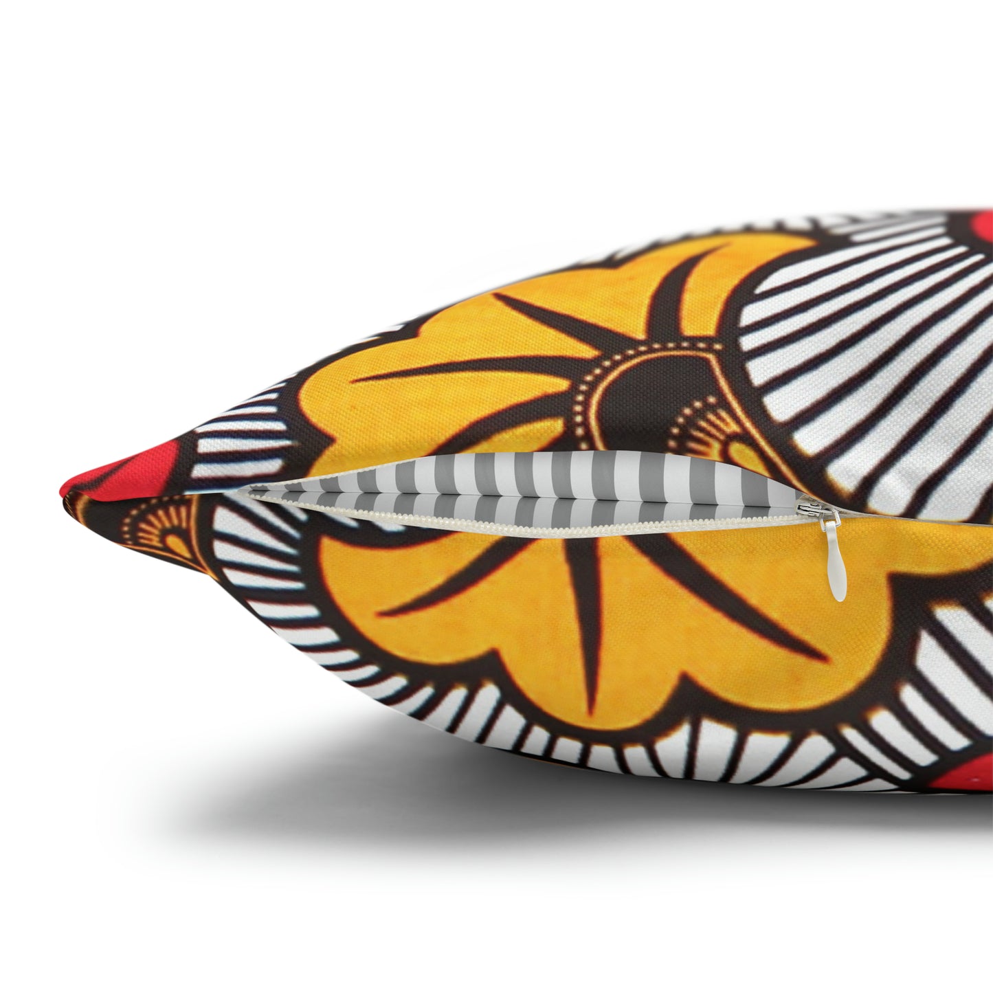 White and Orange Ankara Square Pillow Case | Afrocentric Pillow Case