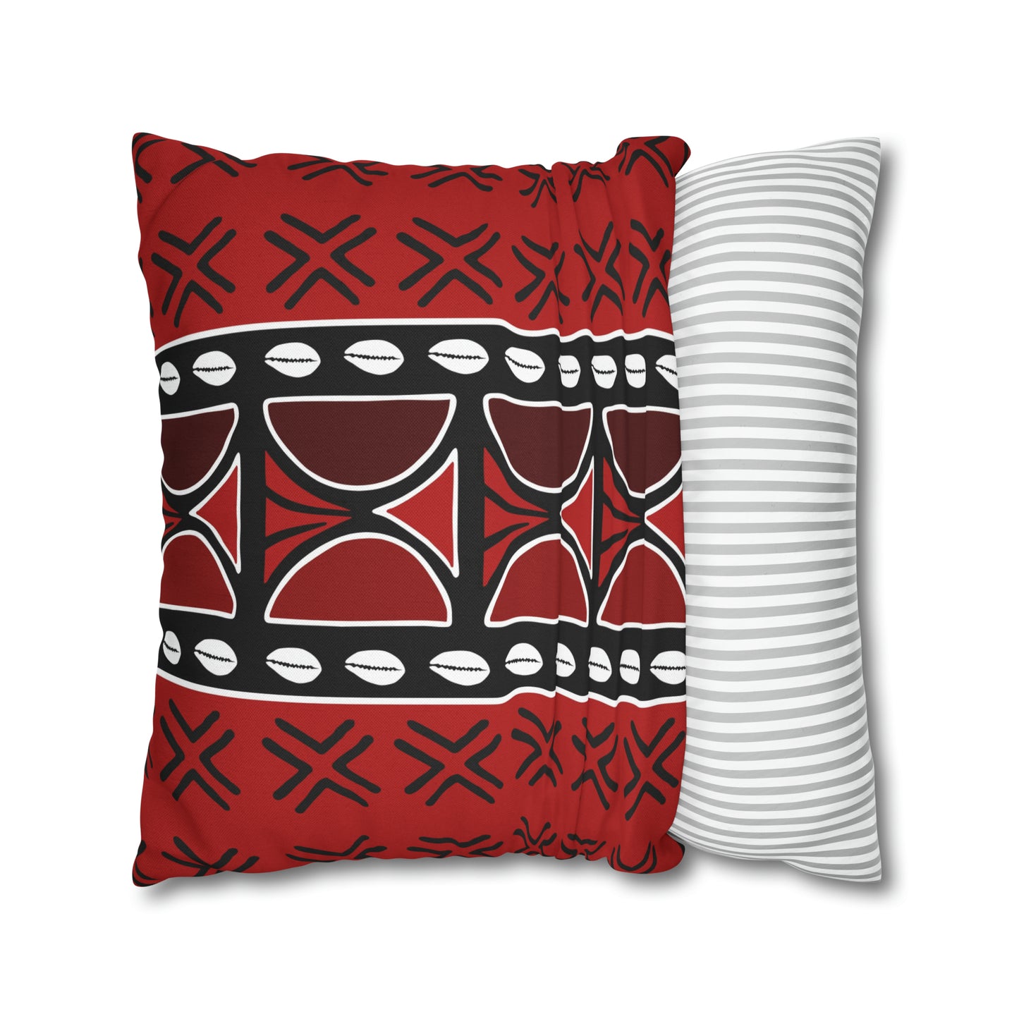 Red Mudcloth Ankara Square Pillow Case | Afrocentric Pillow Case