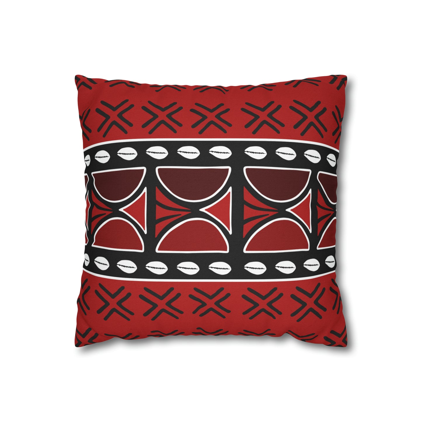Red Mudcloth Ankara Square Pillow Case | Afrocentric Pillow Case